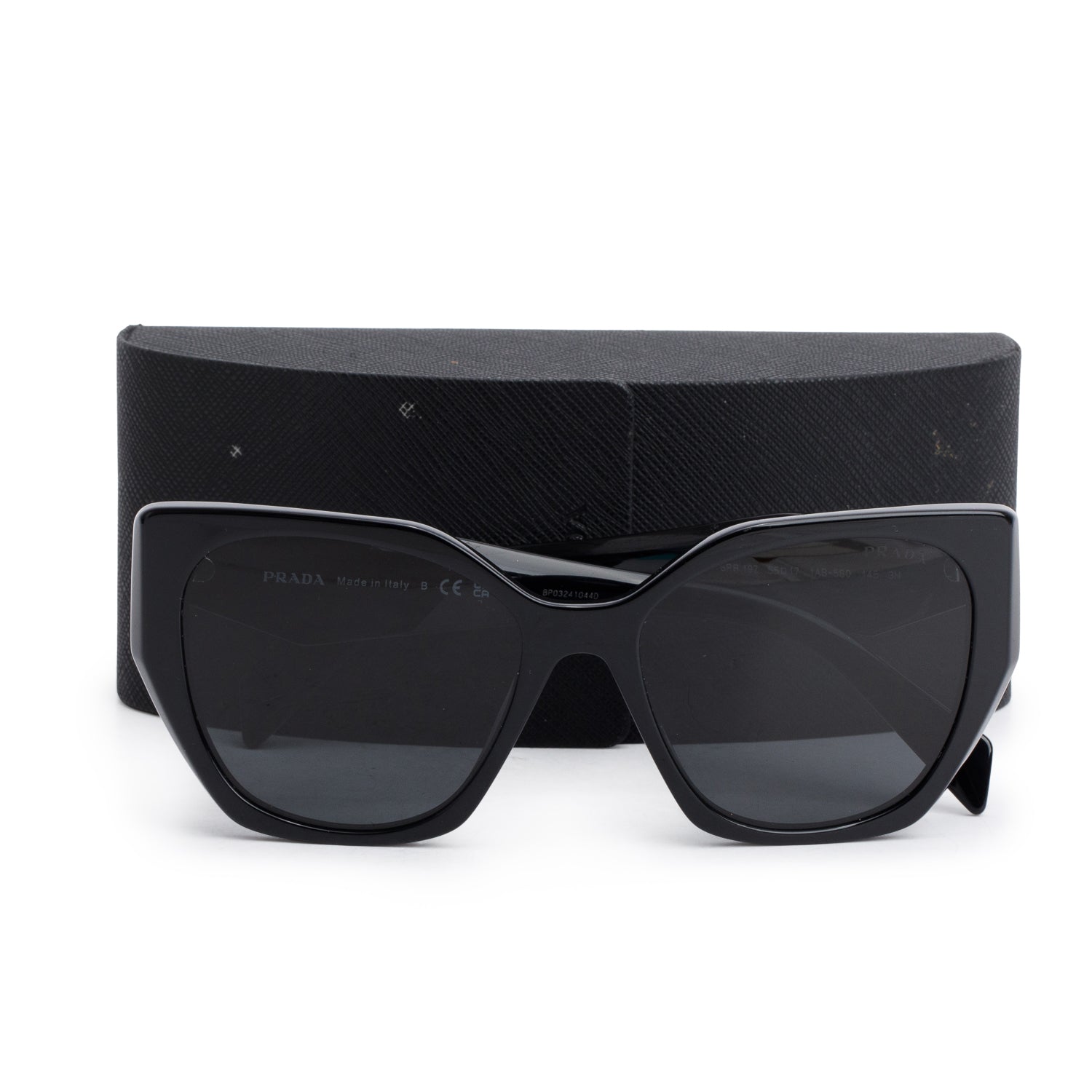 Prada SPR 19Z Black Acetate Cat Eye Sunglasses w/ Case