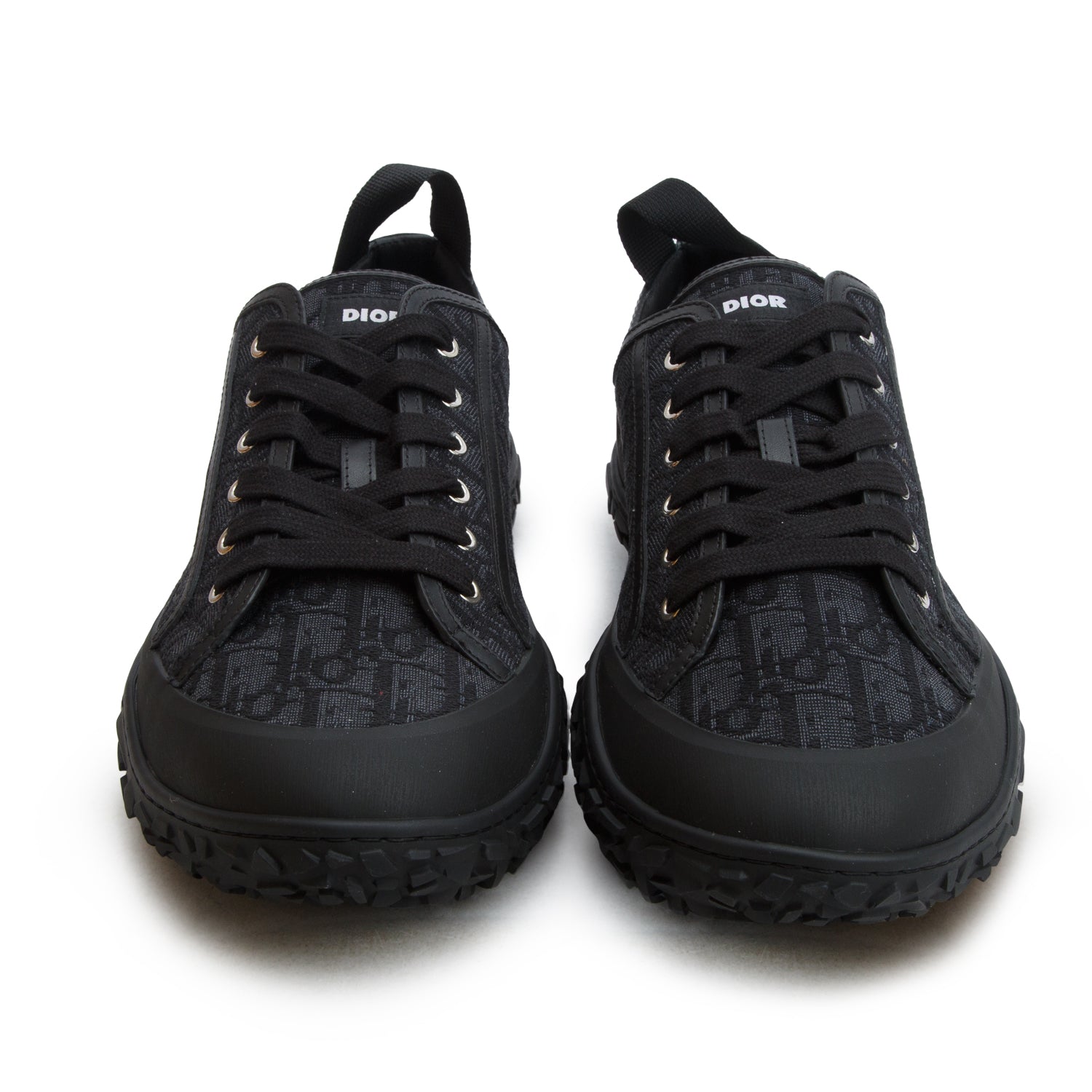 Christian Dior 2022 Black Jacquard Rubber Oblique B28 Low Top Sneakers, Men's Size 46 w/ Box