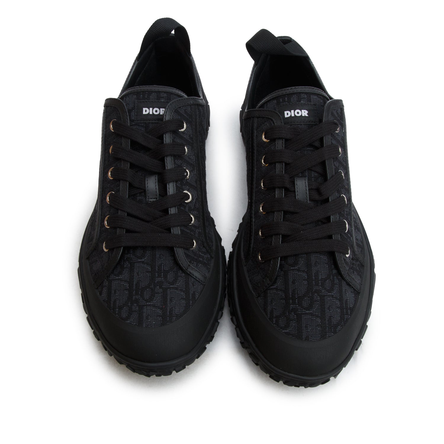 Christian Dior 2022 Black Jacquard Rubber Oblique B28 Low Top Sneakers, Men's Size 46 w/ Box