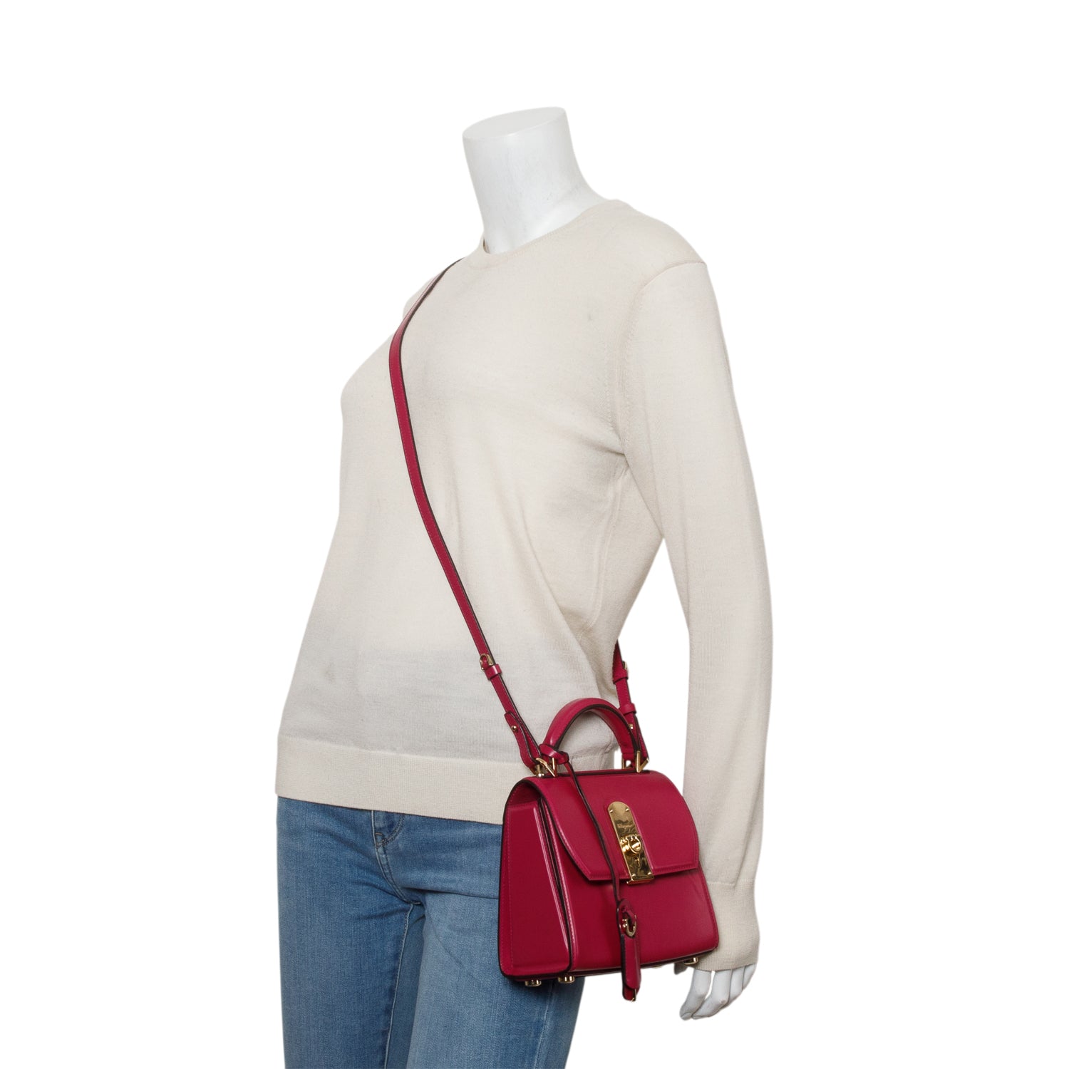Ferragamo Pink Box Leather Mini Boxyz w/ Box & Strap