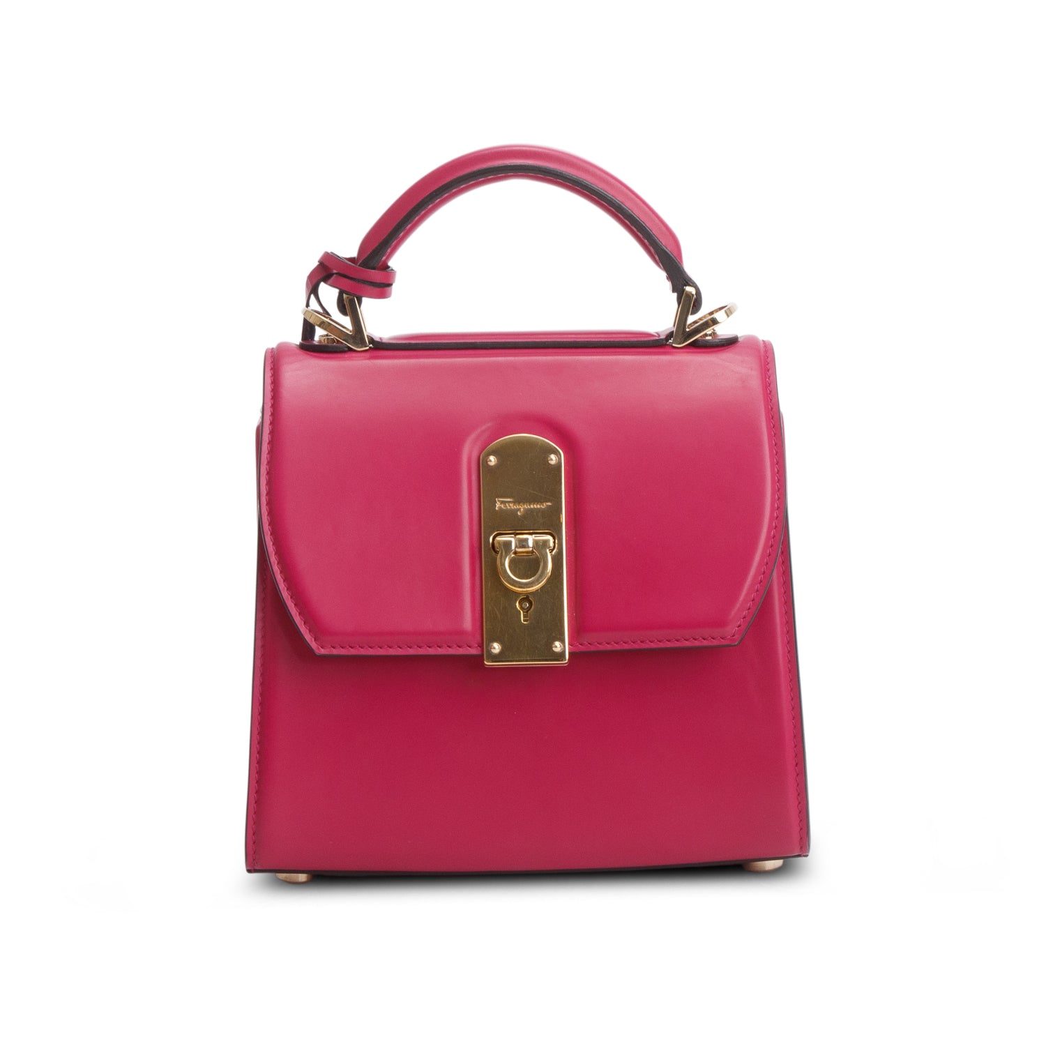 Ferragamo Pink Box Leather Mini Boxyz w/ Box & Strap