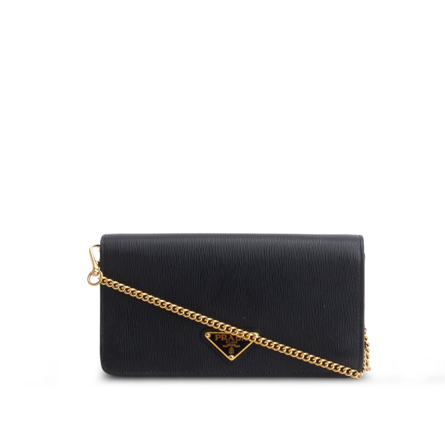Prada Black Vitello Move Wallet on Chain