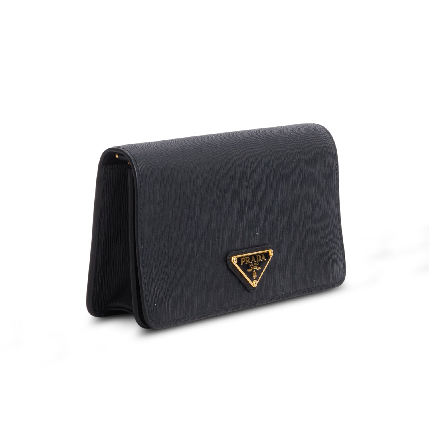 Prada Black Vitello Move Wallet on Chain
