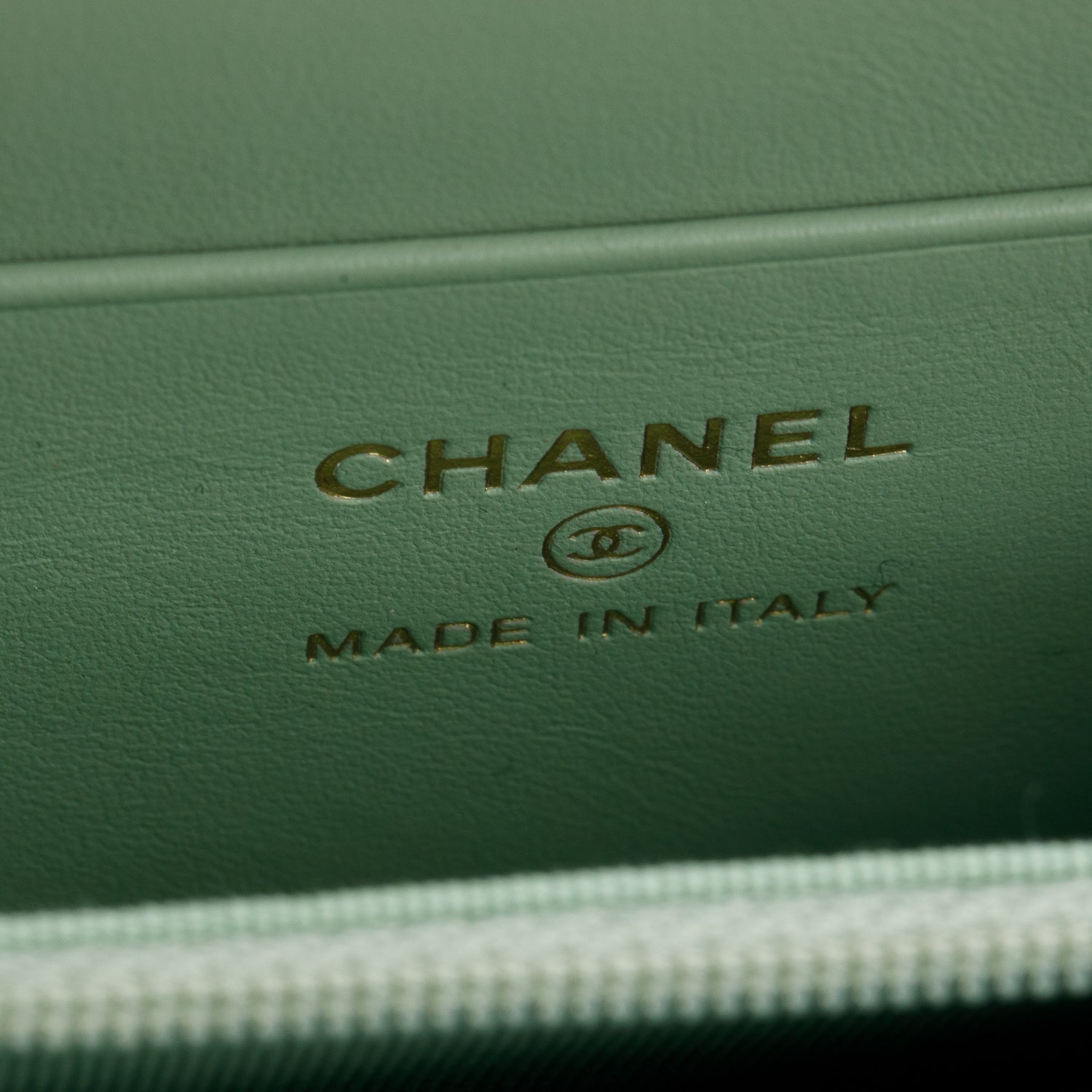 Chanel Green Lambskin Quilted 19 Zip Around Coin Purse Wallet w/ Box