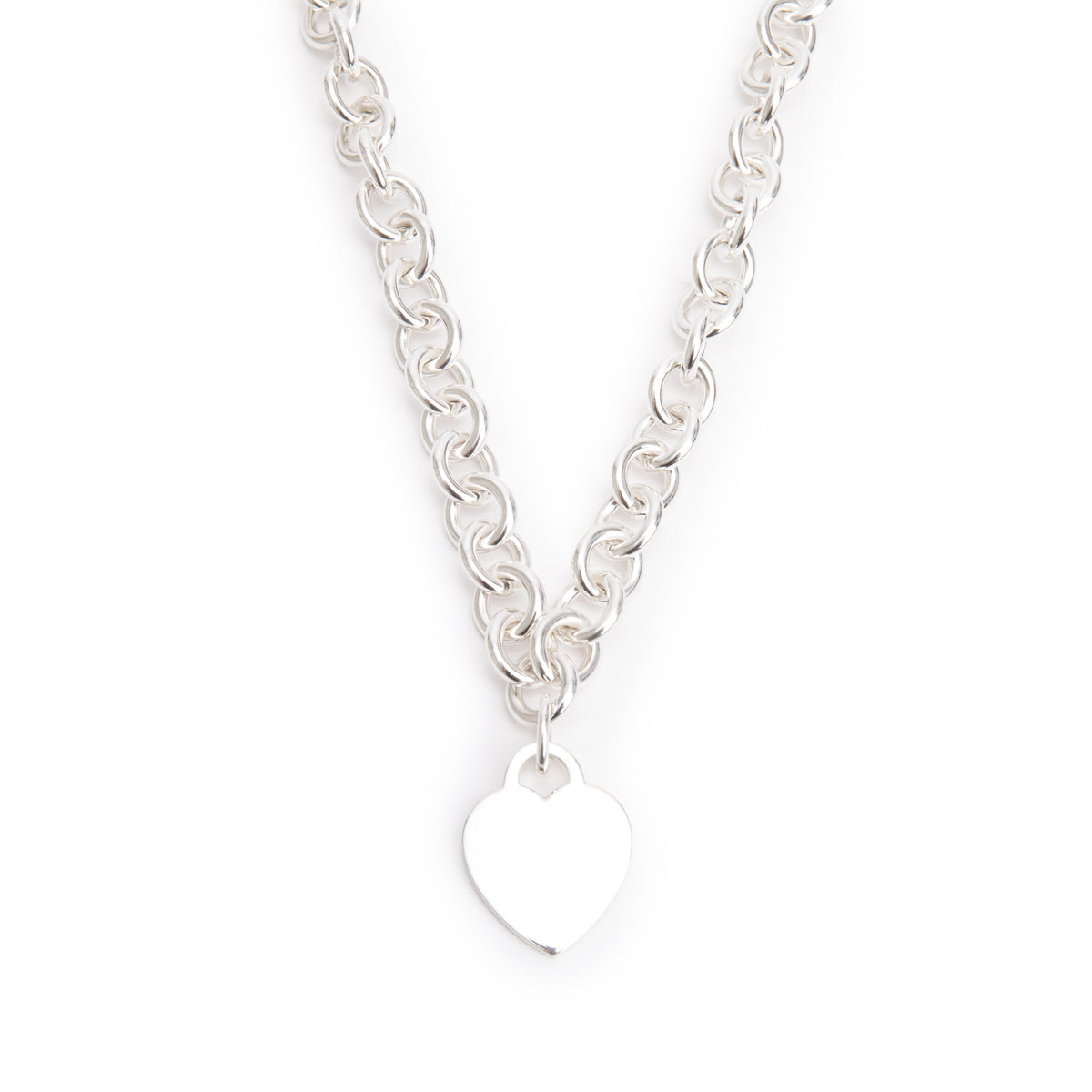 Tiffany & Co. Sterling Silver Heart Tag Chain Link Necklace – OLIVER'S