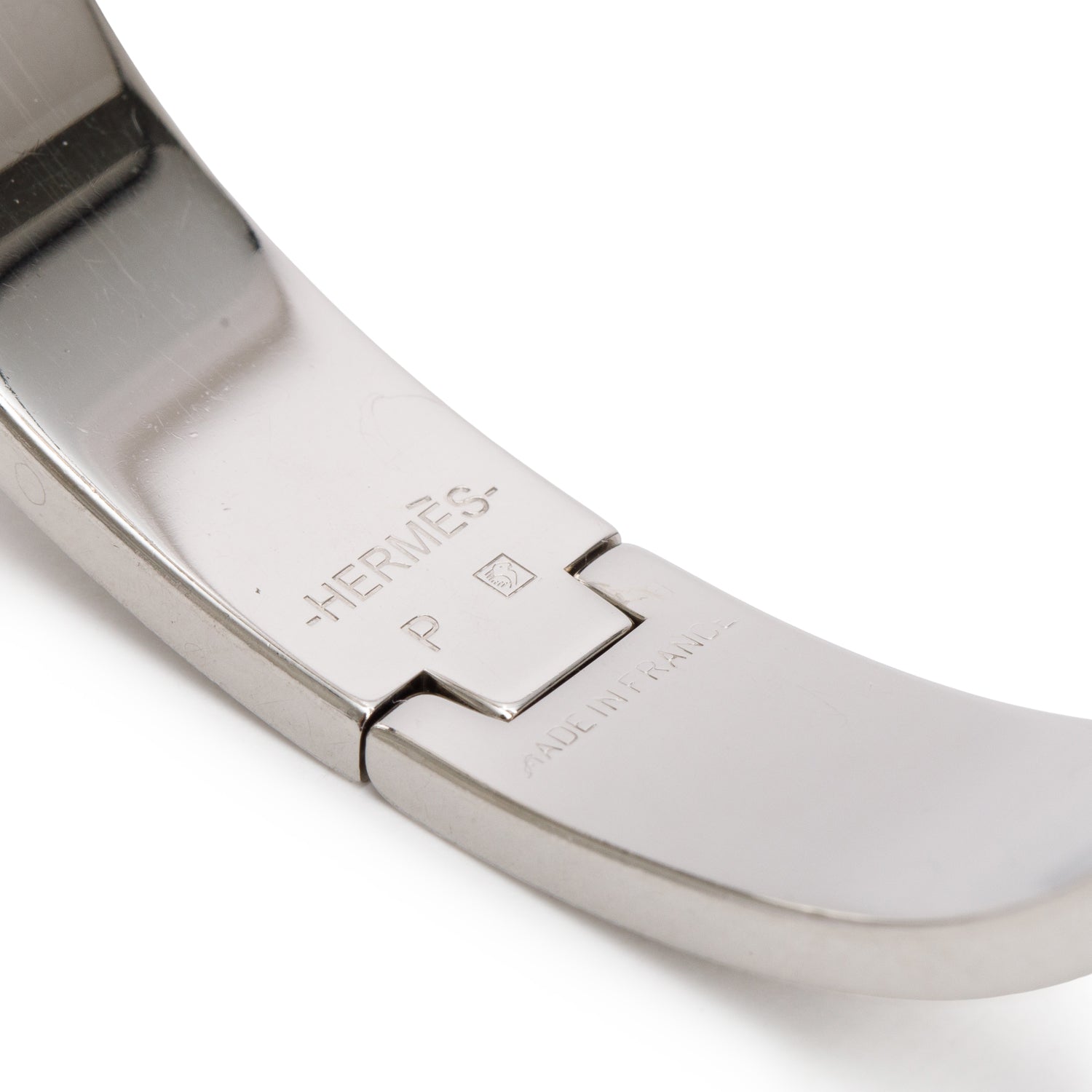 Hermes Palladium Plated White Enamel 12 MM Clic H Bracelet