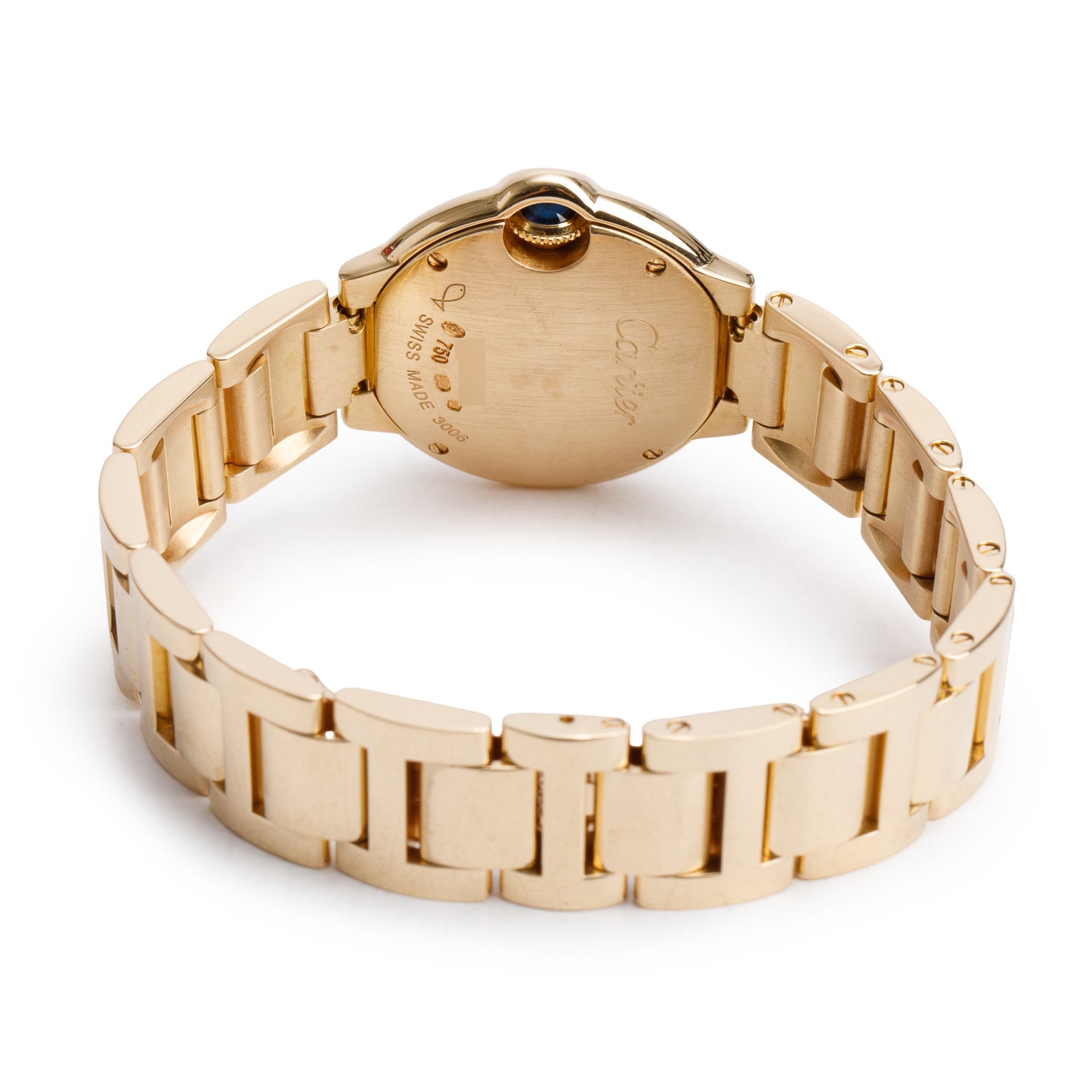 Cartier 18k Yellow Gold Diamond Bezel Ballon Bleu de Cartier 28 MM Quartz Watch 3006 w/ Box & Papers
