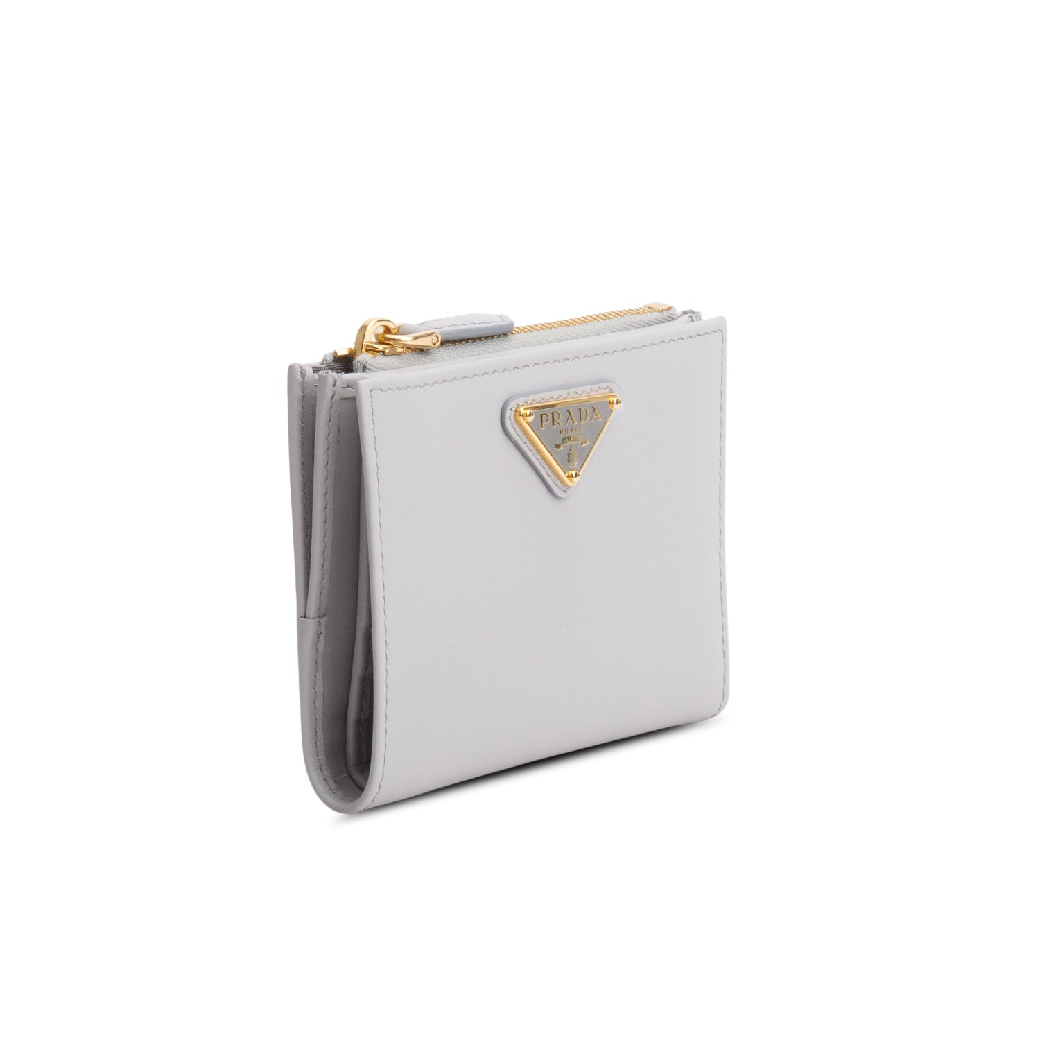 Prada Grey City Calf Tab Small Wallet w/ Box