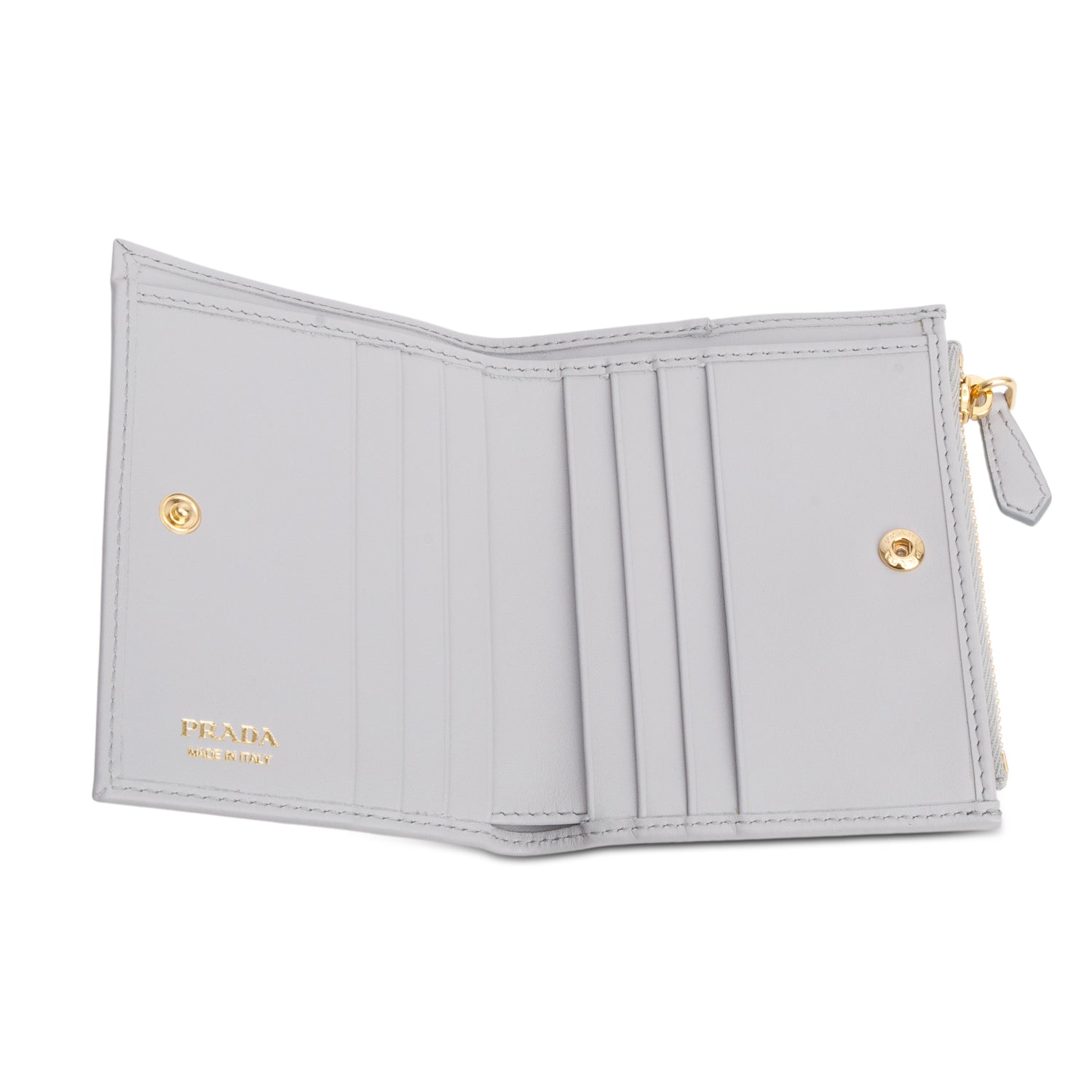Prada Grey City Calf Tab Small Wallet w/ Box