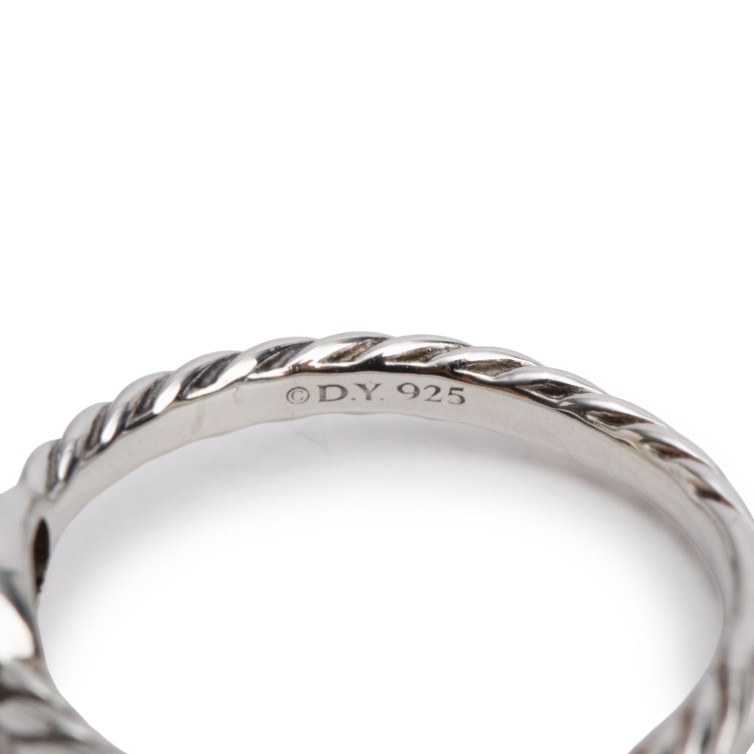 David Yurman Sterling Silver Diamond Cable Collectibles Oval Stack Ring, Size 5.75