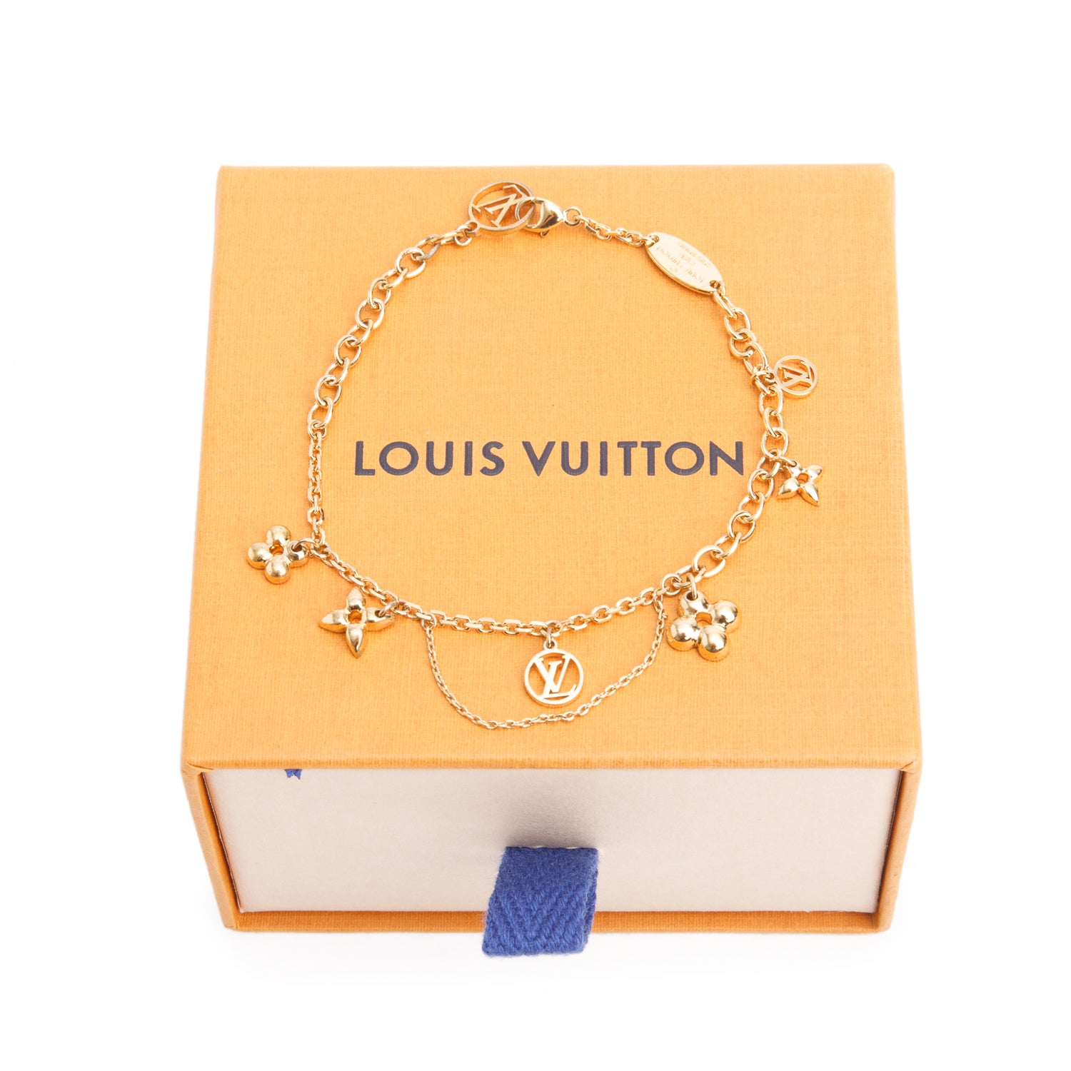 Louis Vuitton Gold Plated Blooming Supple Bracelet w/ Box