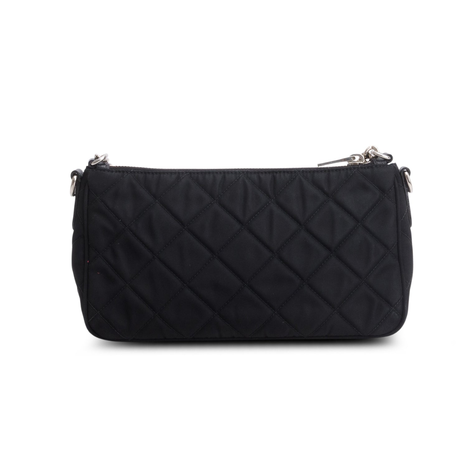 Prada Black Quilted Tessuto Impuntu Chain Crossbody Bag