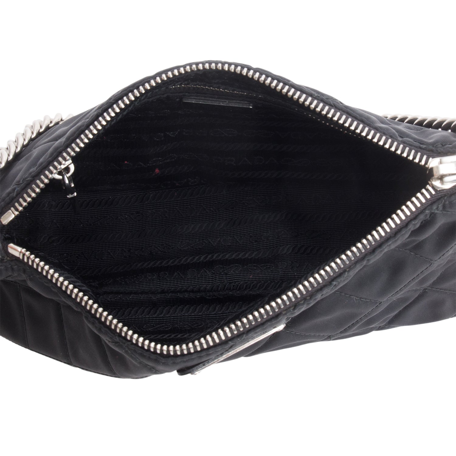 Prada Black Quilted Tessuto Impuntu Chain Crossbody Bag