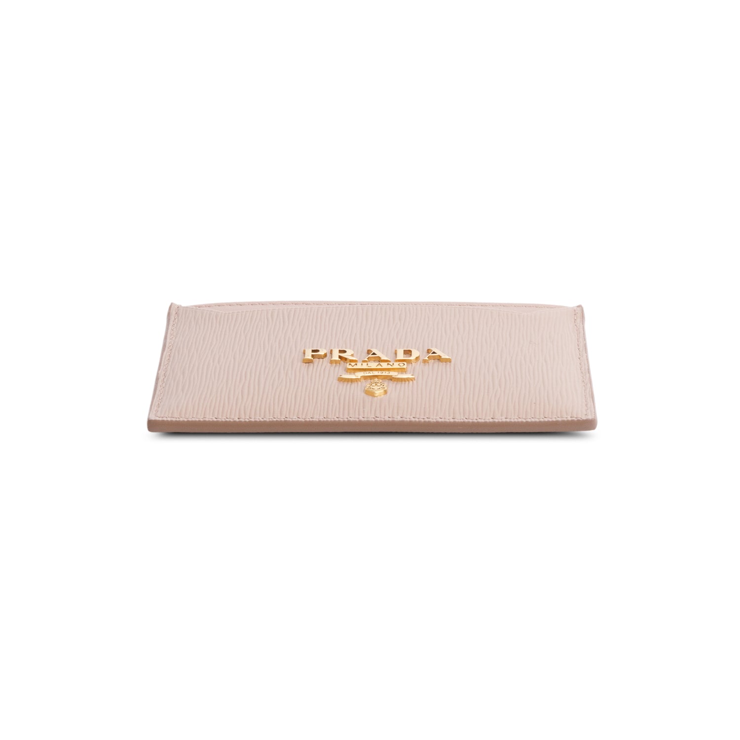 Prada Beige Vitello Grain Move Leather Card Holder w/ Box