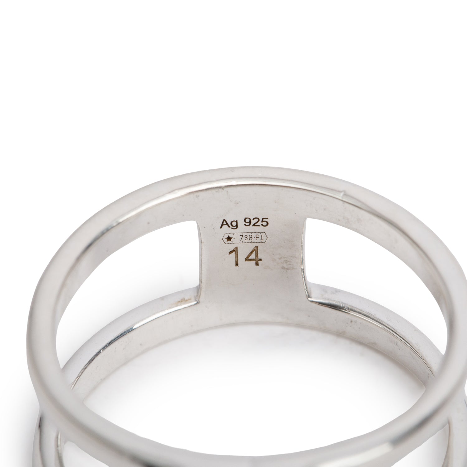 Gucci Sterling Silver Double Band GG Ring, Size 14 5.5