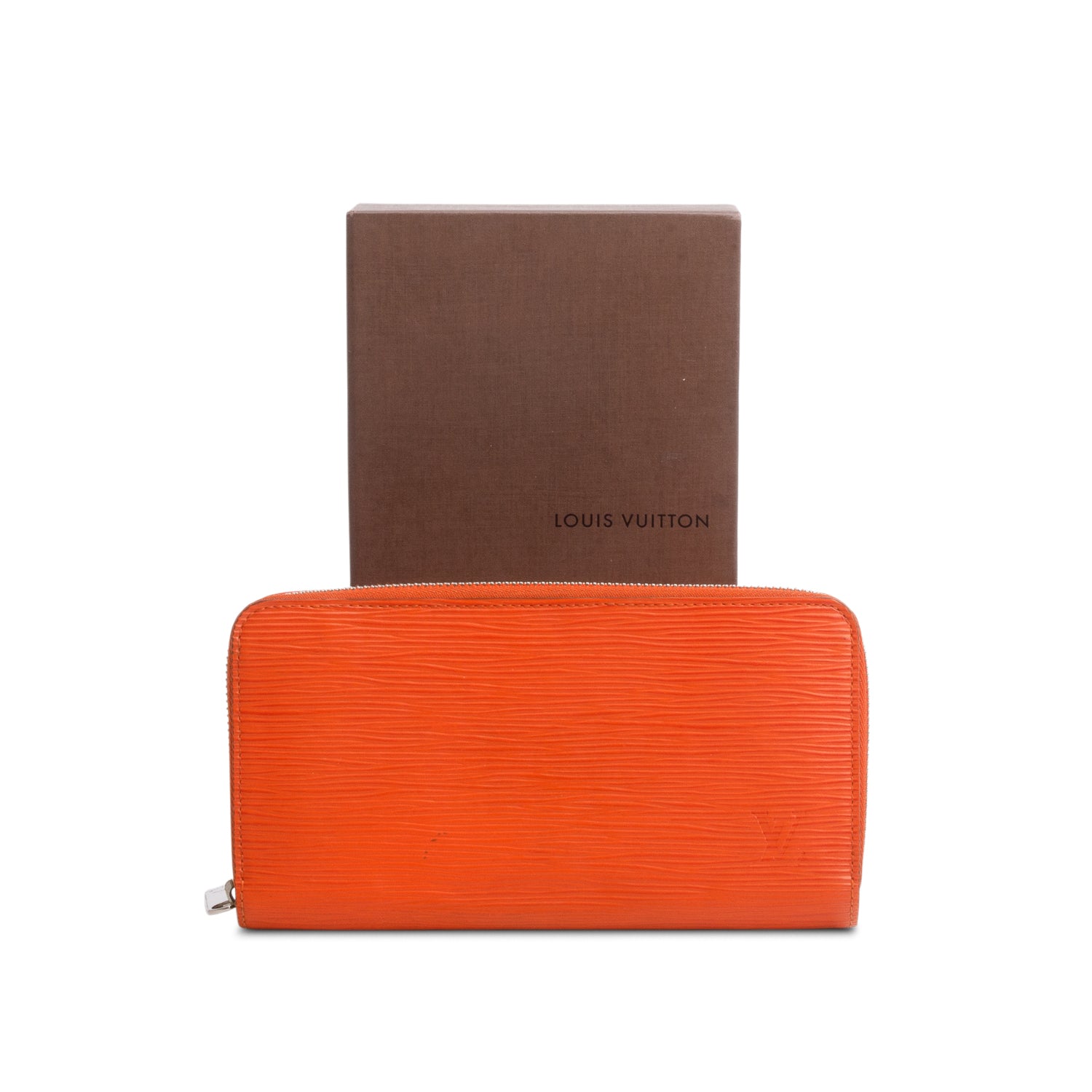 Louis Vuitton Orange Epi Leather Zippy Wallet w/ Box