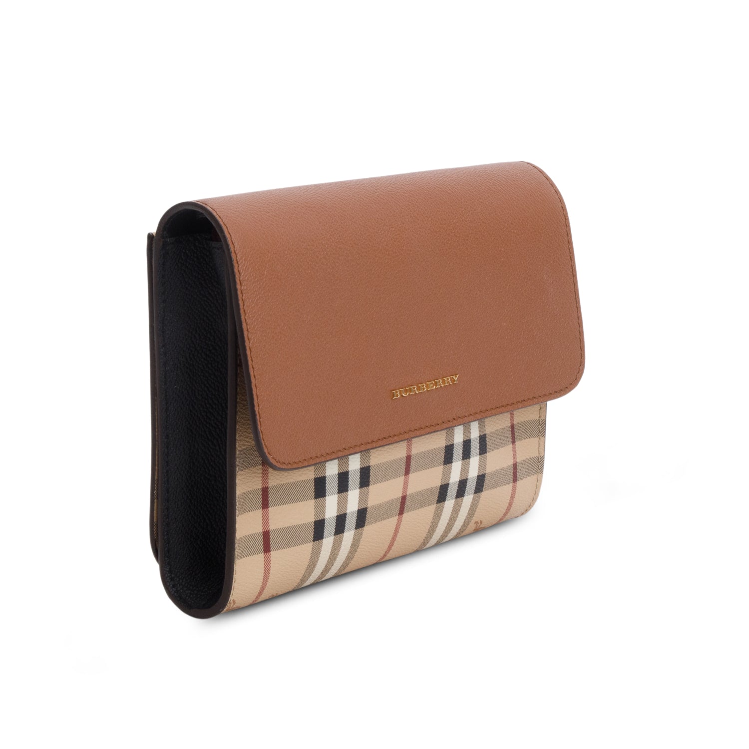 Burberry Haymarket Check Brown Leather Trimmed Small Loxley Crossbody Bag