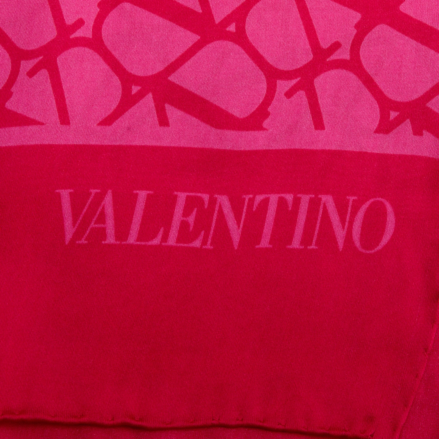 Valentino Two Tone Pink Iconographe V-Logo Silk Scarf w/ Box