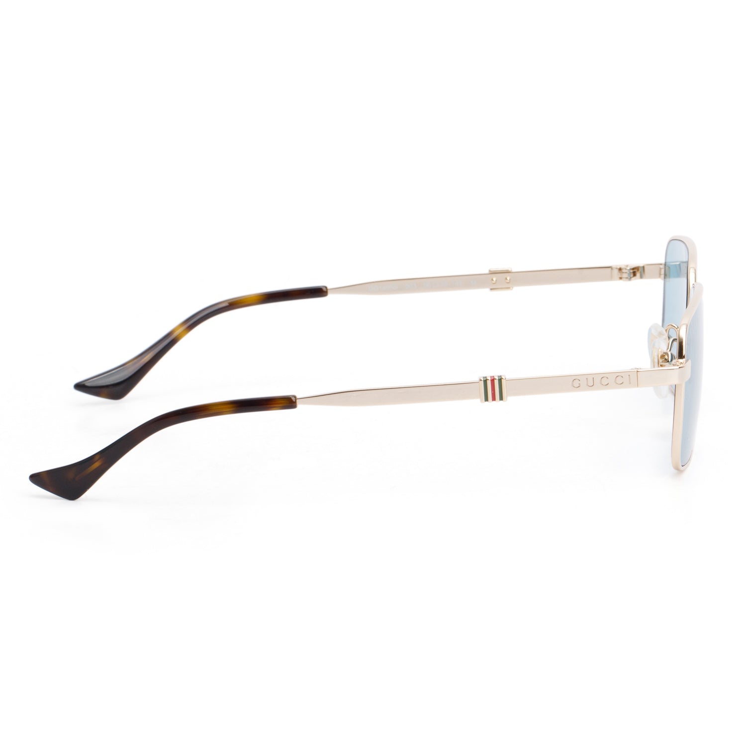 Gucci GG1495S Gold-Tone Rectangular Sunglasses w/ Case