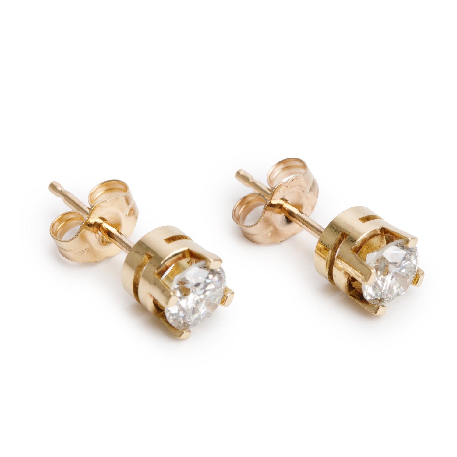 18k Yellow Gold 0.93 tcw. Diamond Stud Earrings