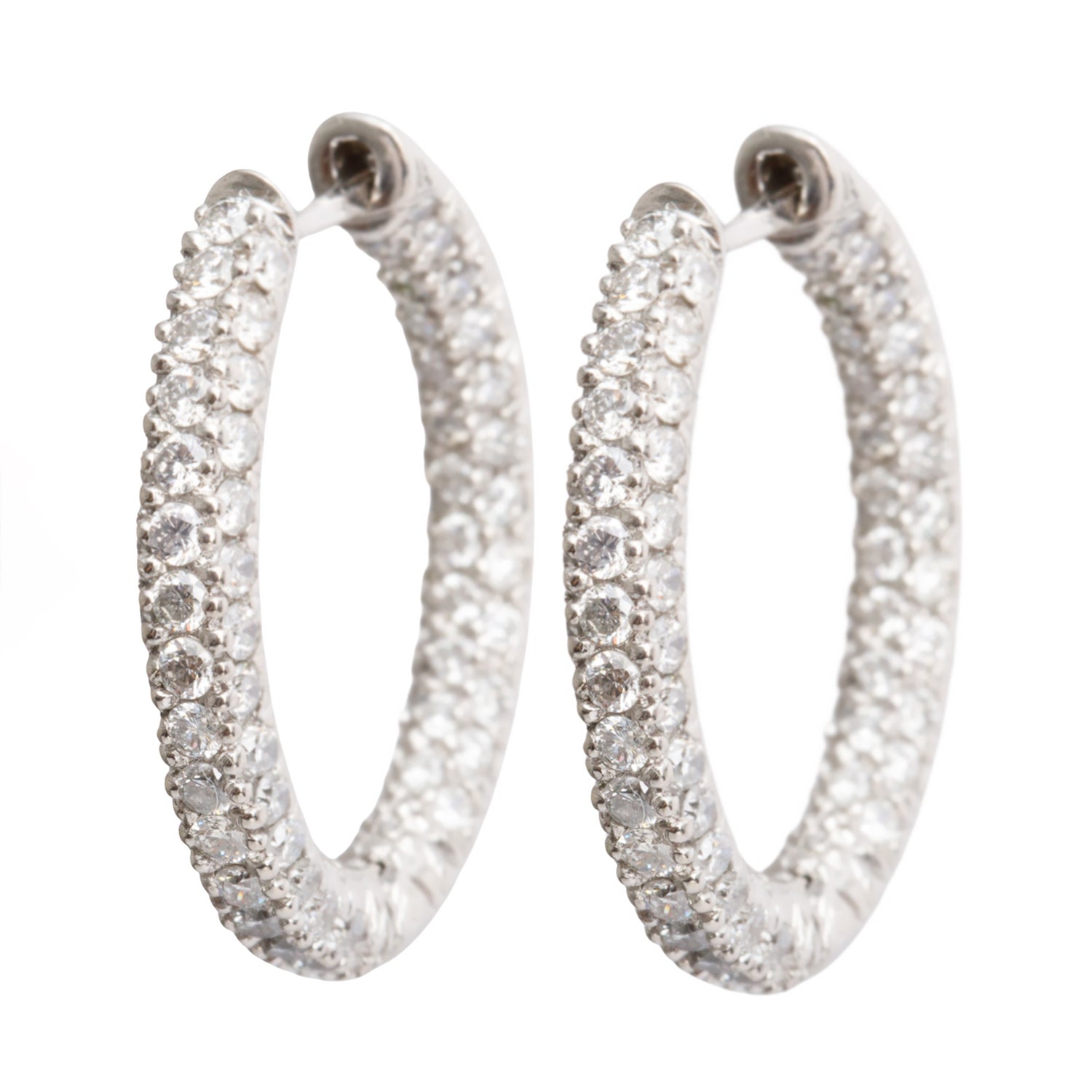 18k White Gold 2.13 tcw. Diamond Inside-Out Hoop Earrings