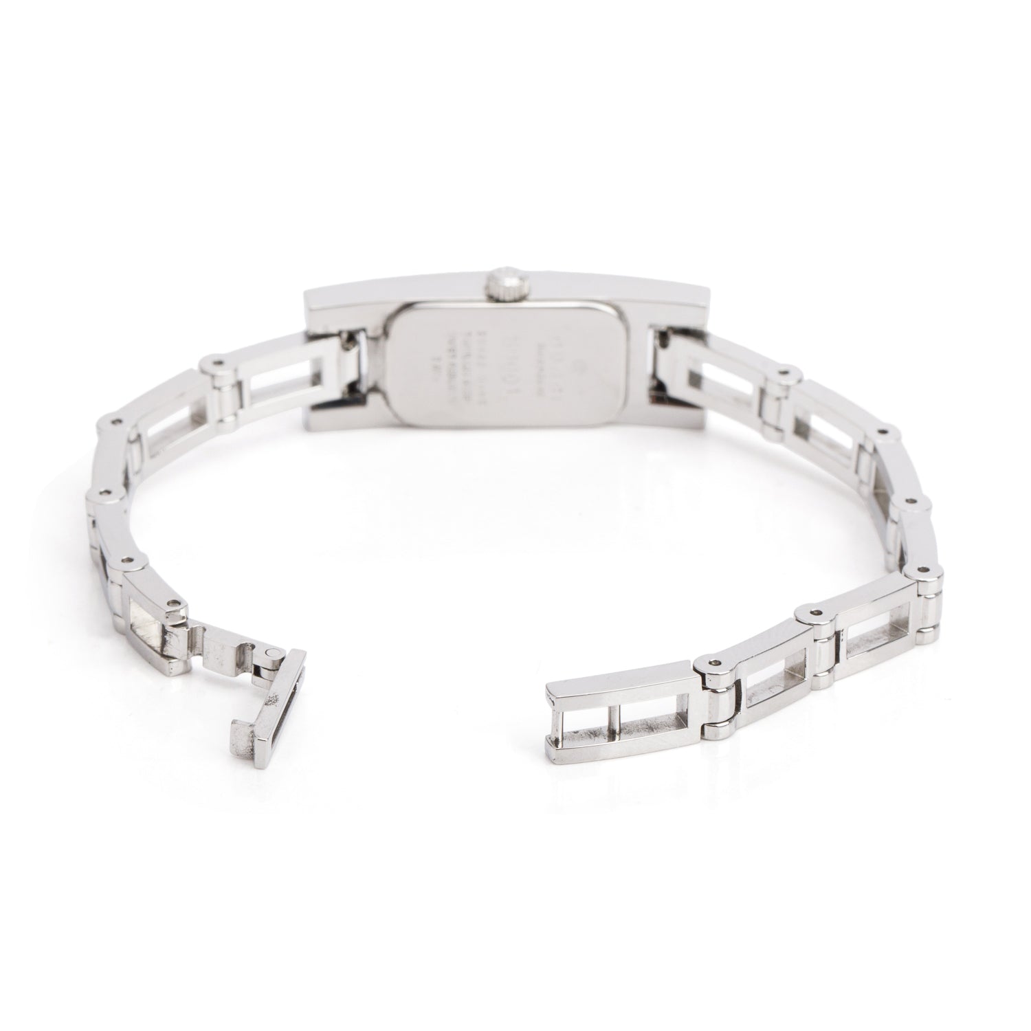 Gucci Stainless Steel White Leather 3900 Series Watch Black Dial