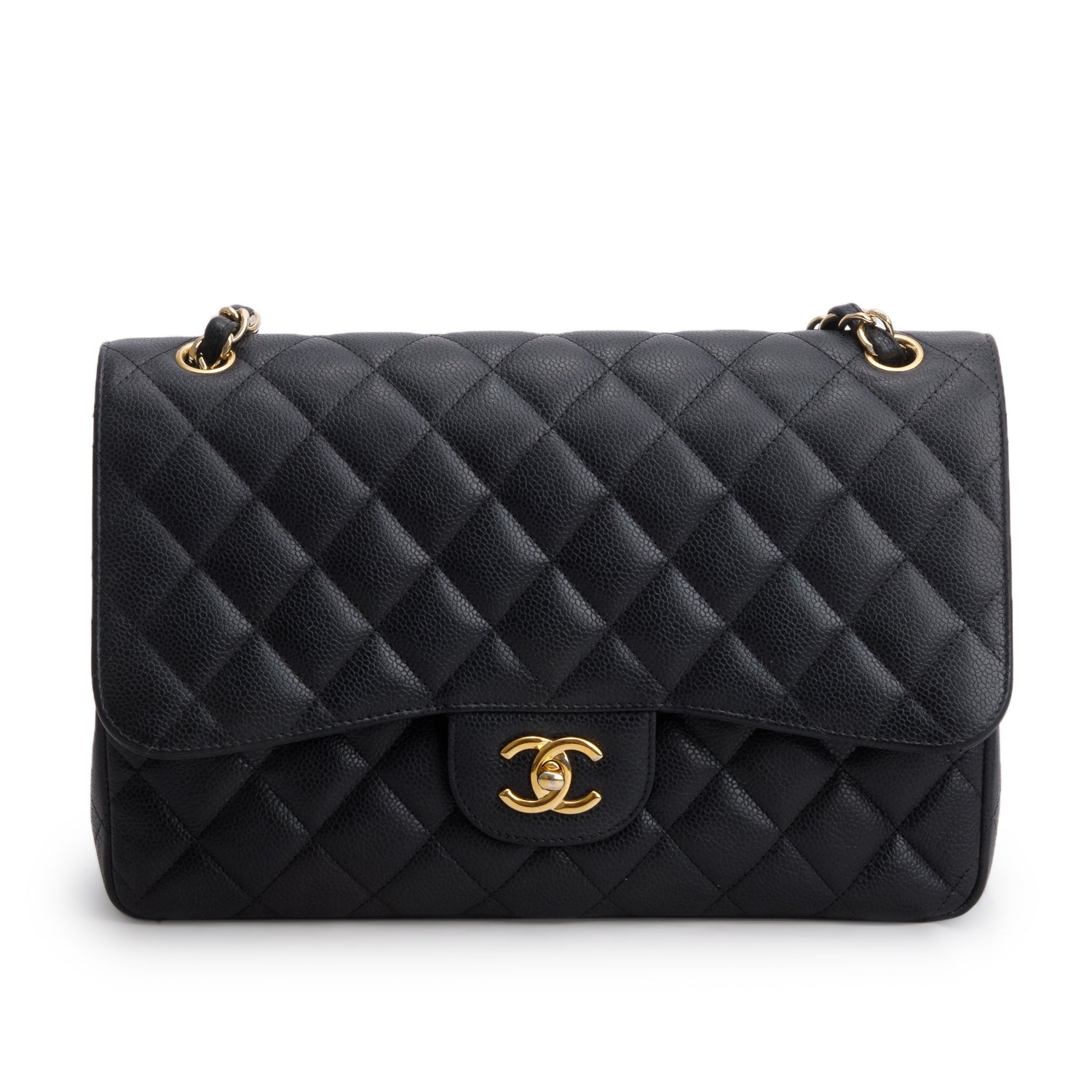 Chanel Black Caviar Jumbo Classic Double Flap Bag w/ Box, Authenticity Card & Receipt