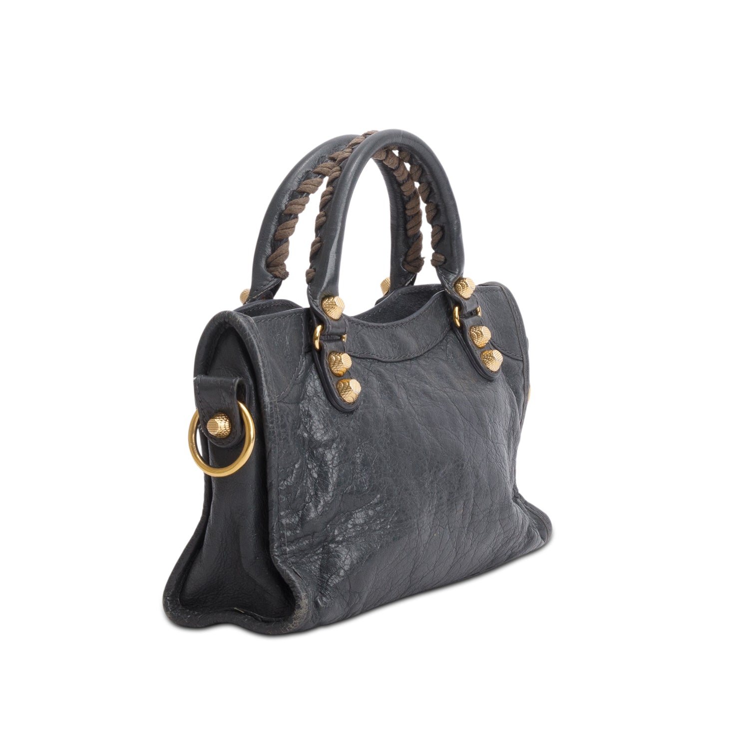 Balenciaga Grey Agneau Classic Hardware Mini City w/ Strap