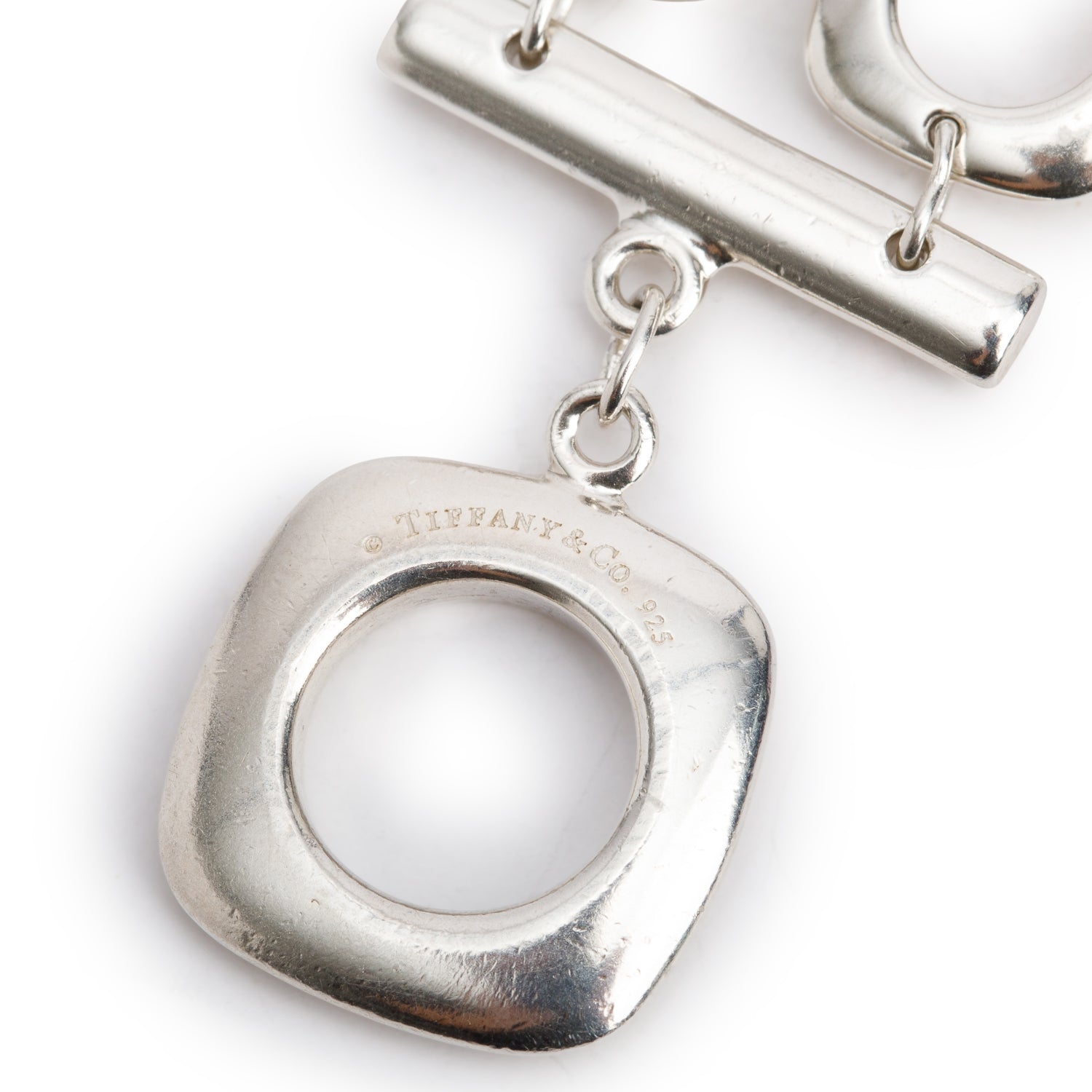 Tiffany & Co. Sterling Silver Double Cushion Link Toggle Bracelet