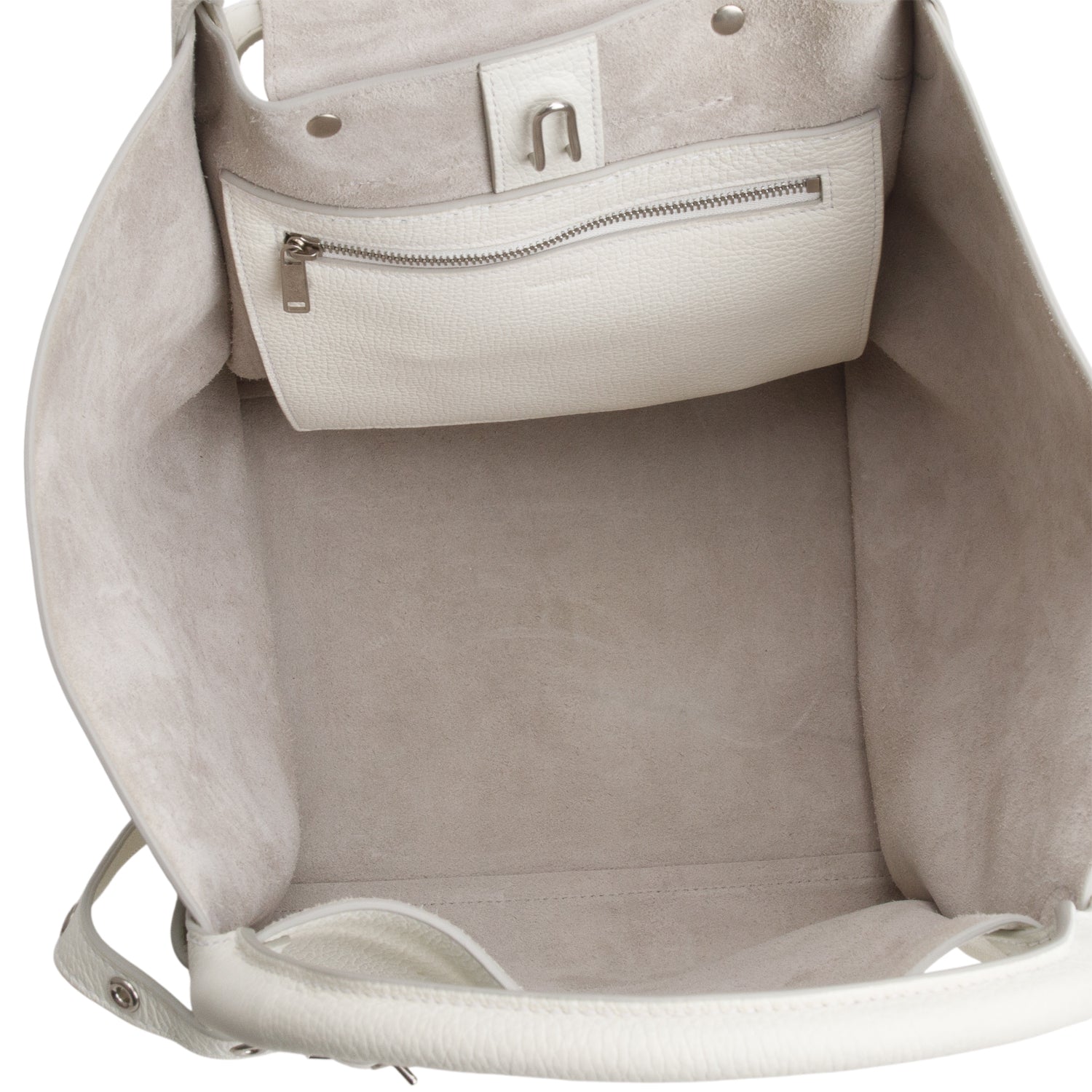 Celine White Supple Grained Calfskin Small Long Strap Big Bag