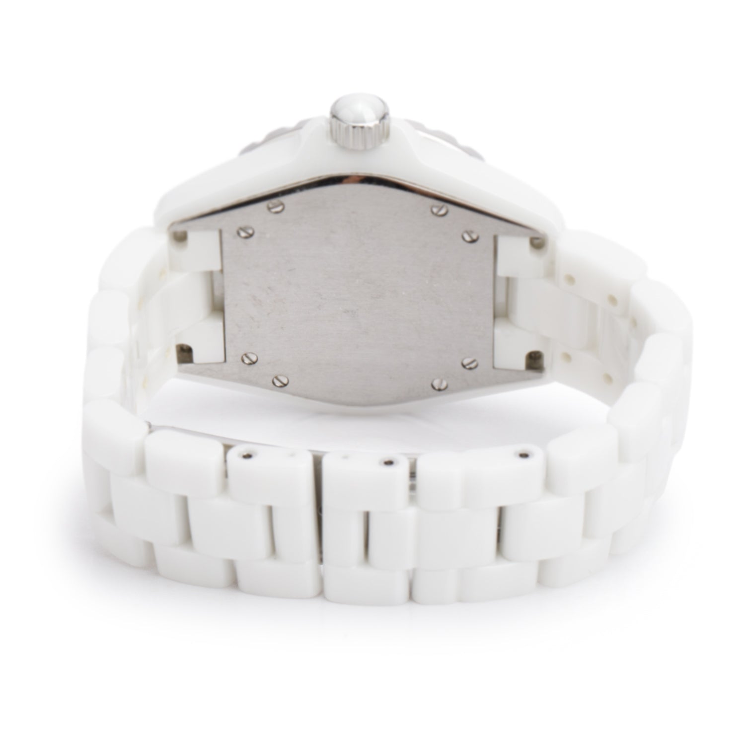 Chanel White Ceramic Diamond Bezel J12 38 MM Automatic Watch H0969