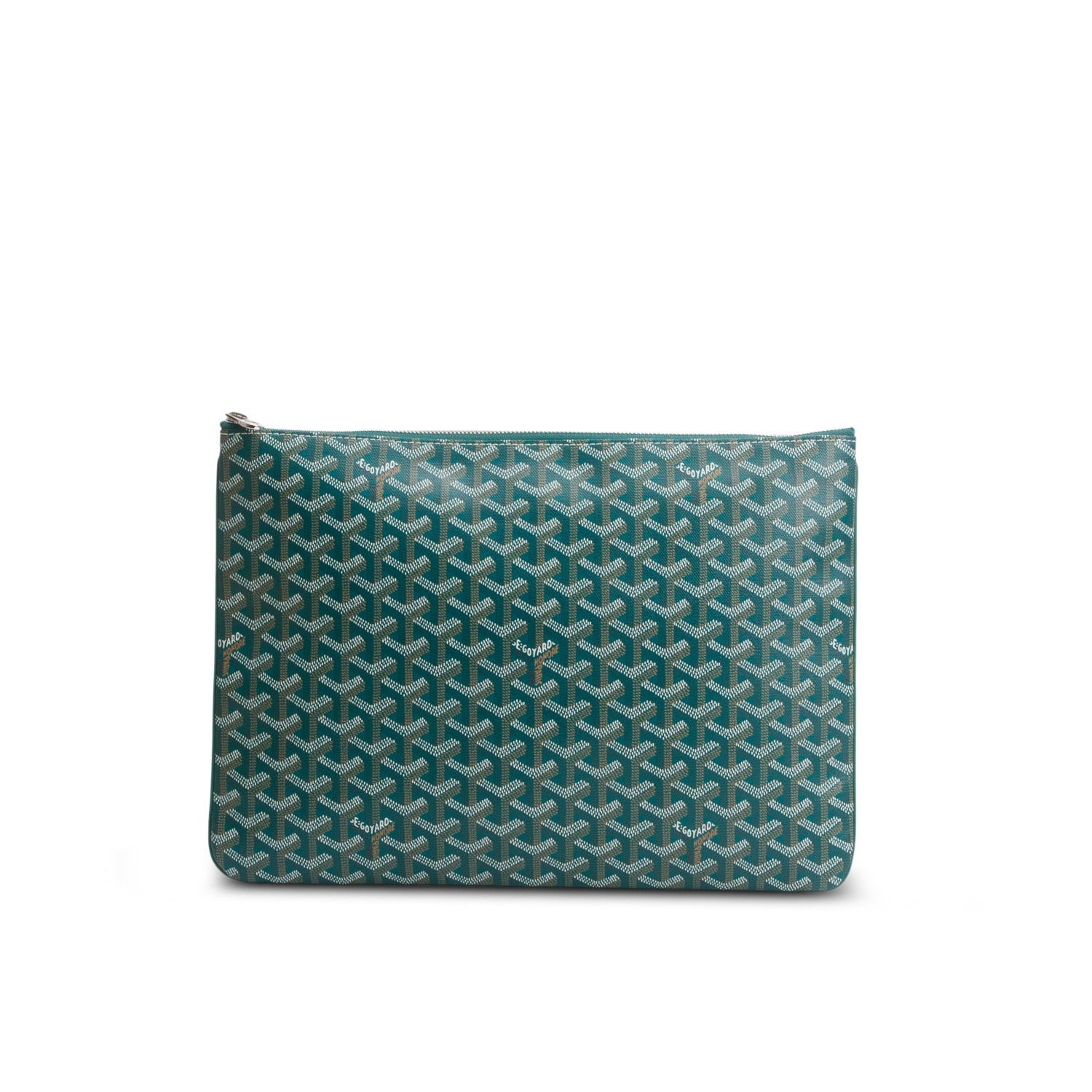 Goyard 2021 Green Goyardine Senat Pochette GM w/ Receipt