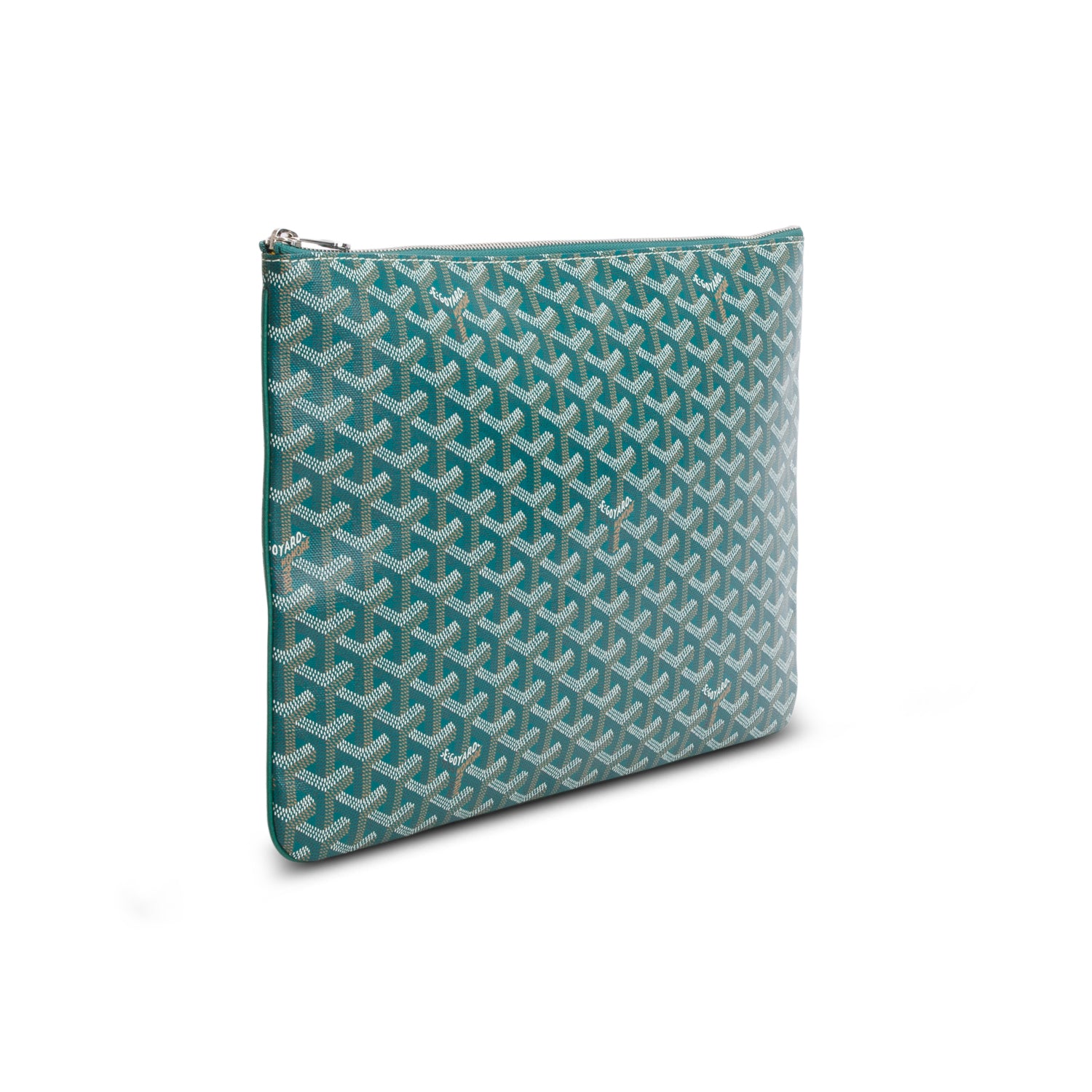 Goyard 2021 Green Goyardine Senat Pochette GM w/ Receipt