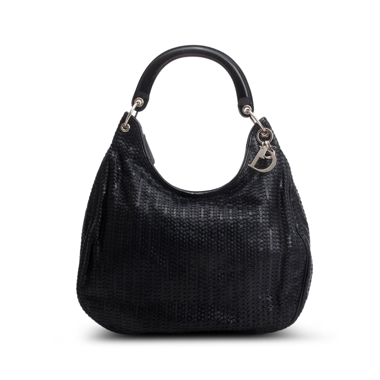 Christian Dior Black Woven Lambskin Soft Lady Hobo w/ Authenticity Card