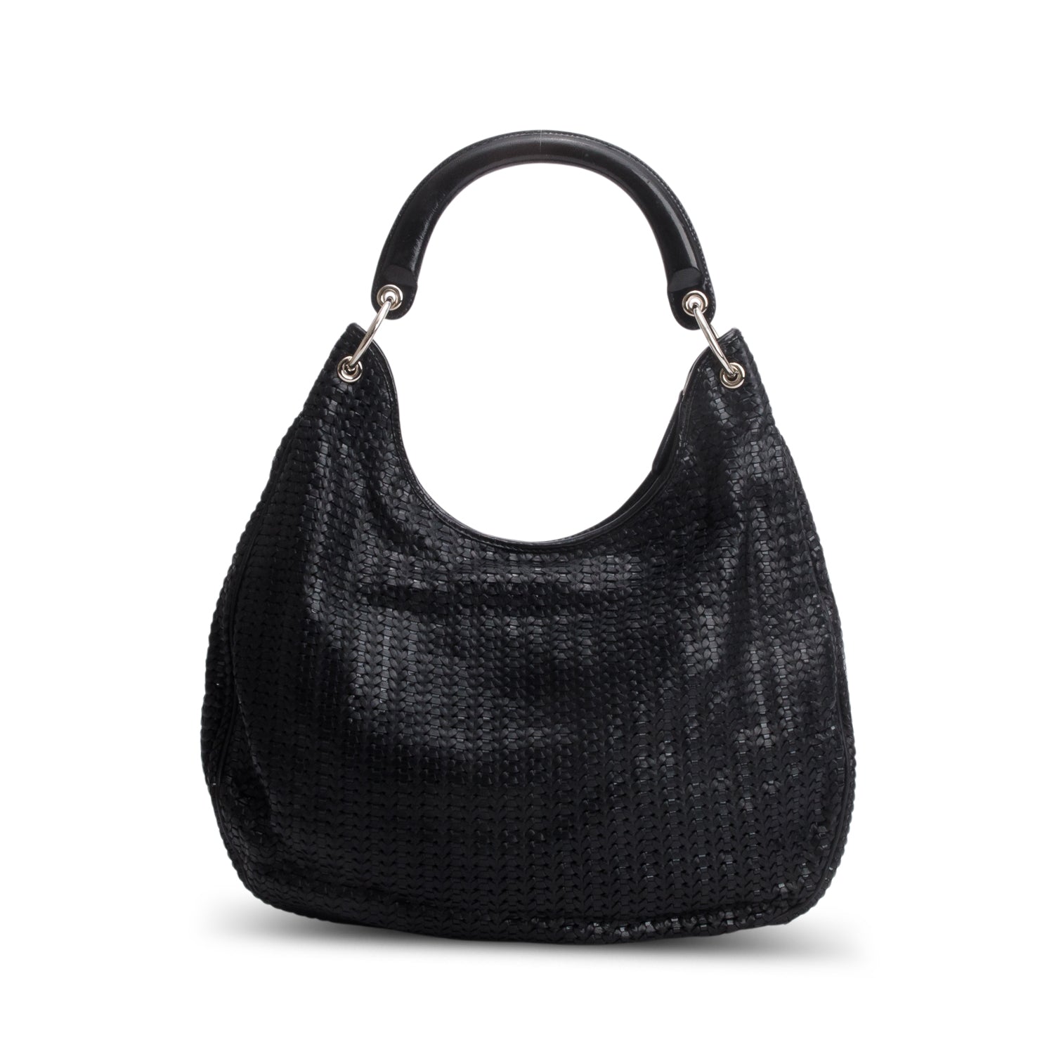 Christian Dior Black Woven Lambskin Soft Lady Hobo w/ Authenticity Card