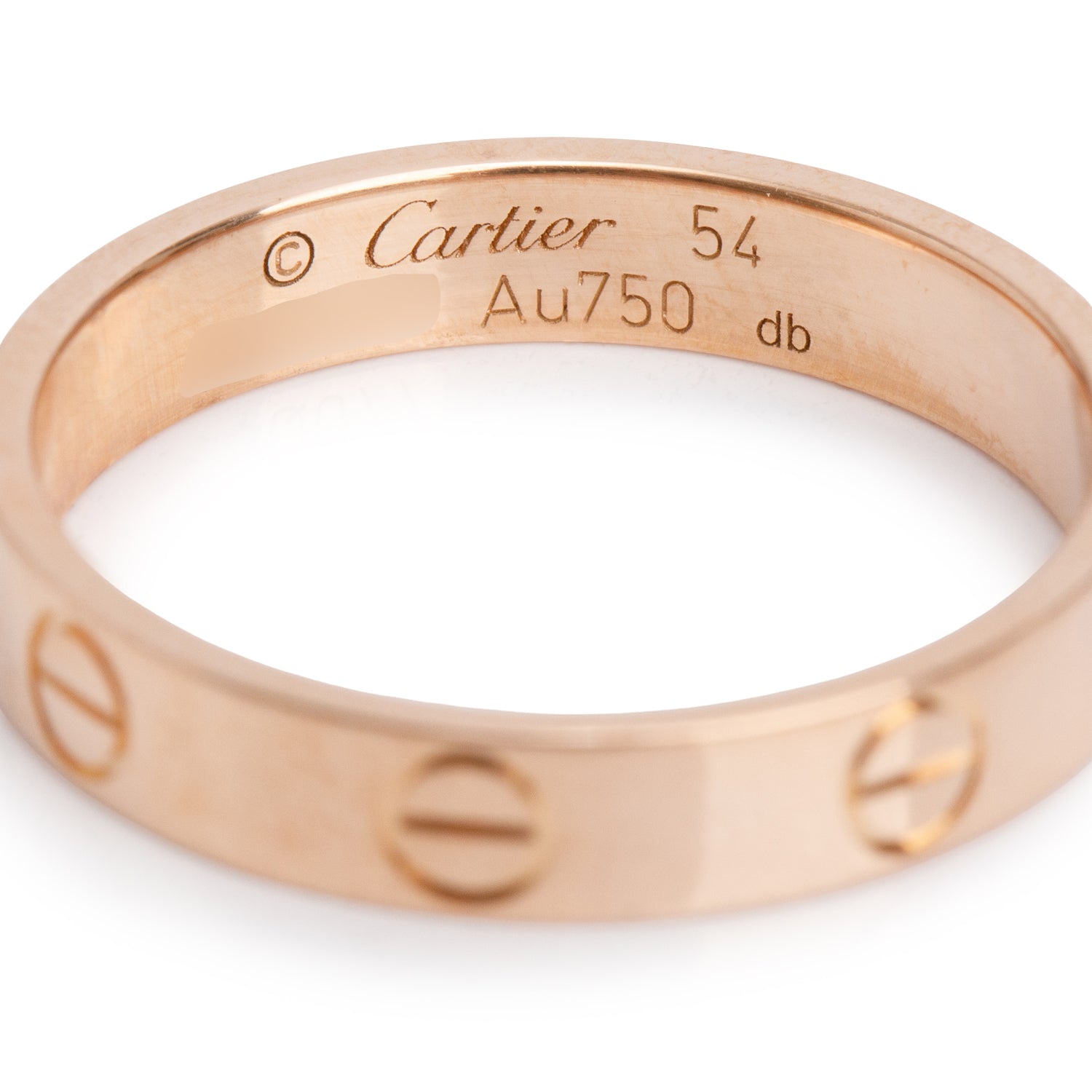 Cartier 2020 18k Rose Gold 3.6 mm Love Wedding Band Ring, Size 54 7 w/ Box & Certificate