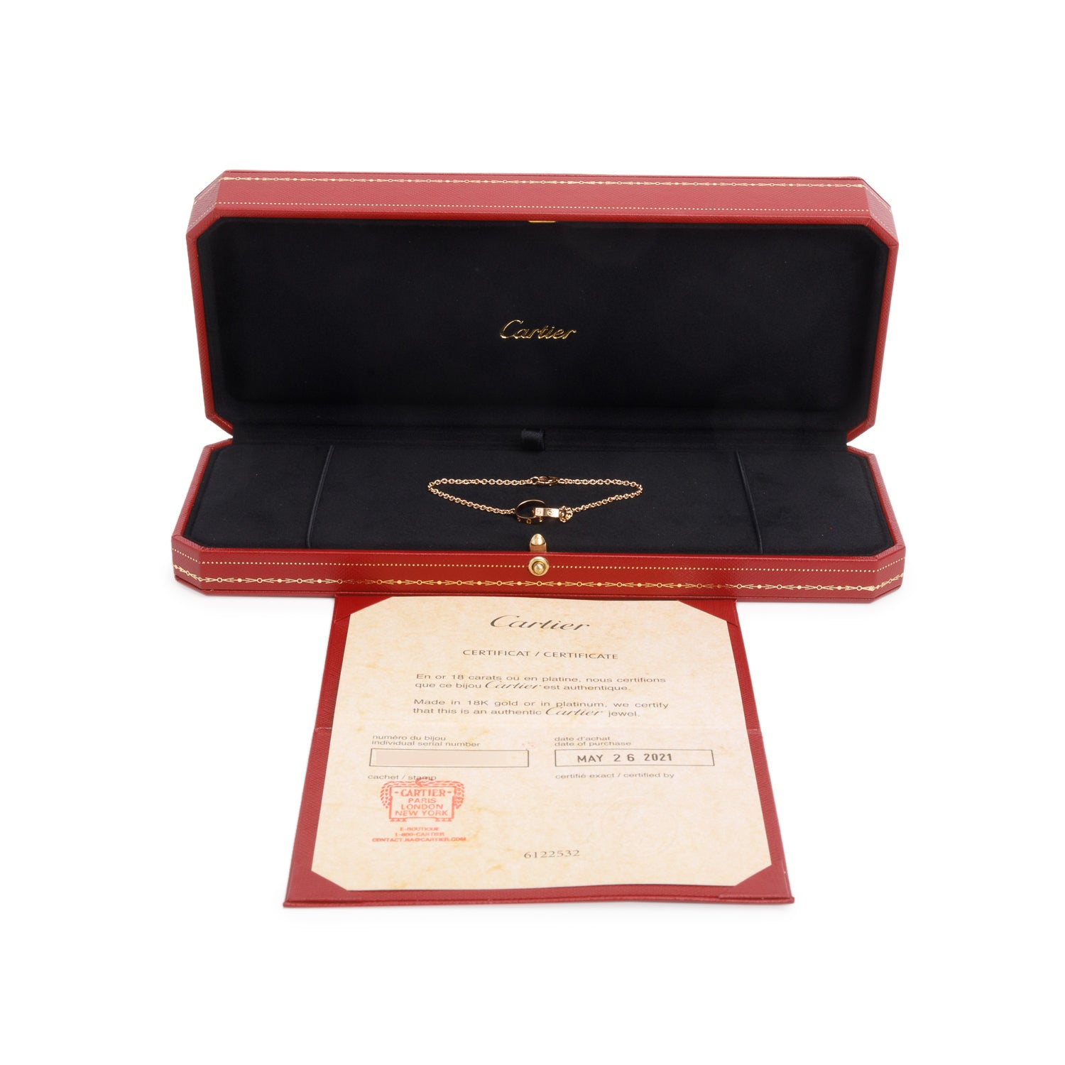 Cartier 2021 18k Rose Gold Interlocking Love Bracelet w/ Box & Certificate