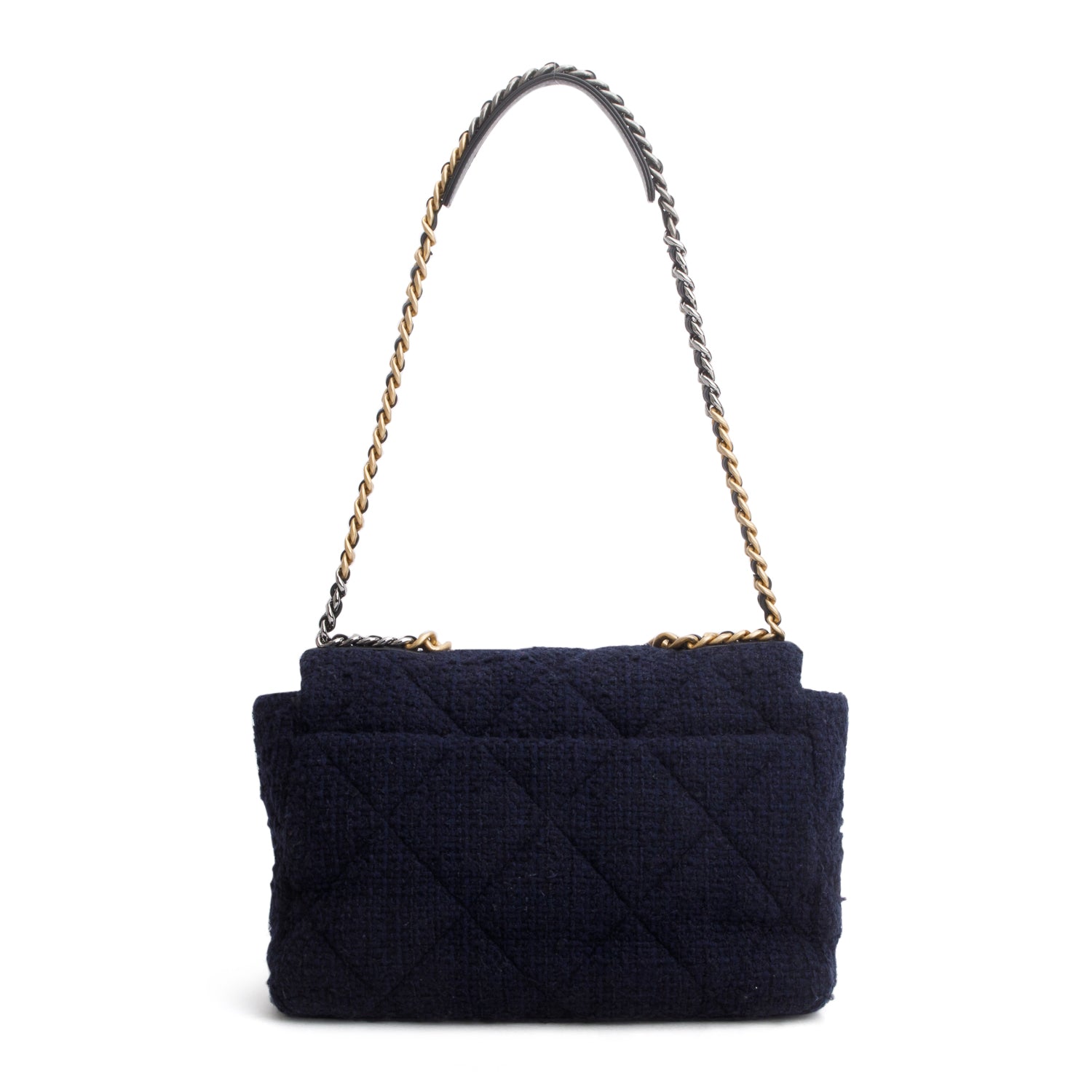 Chanel 2020 Navy Tweed Quilted Maxi Chanel 19 Flap