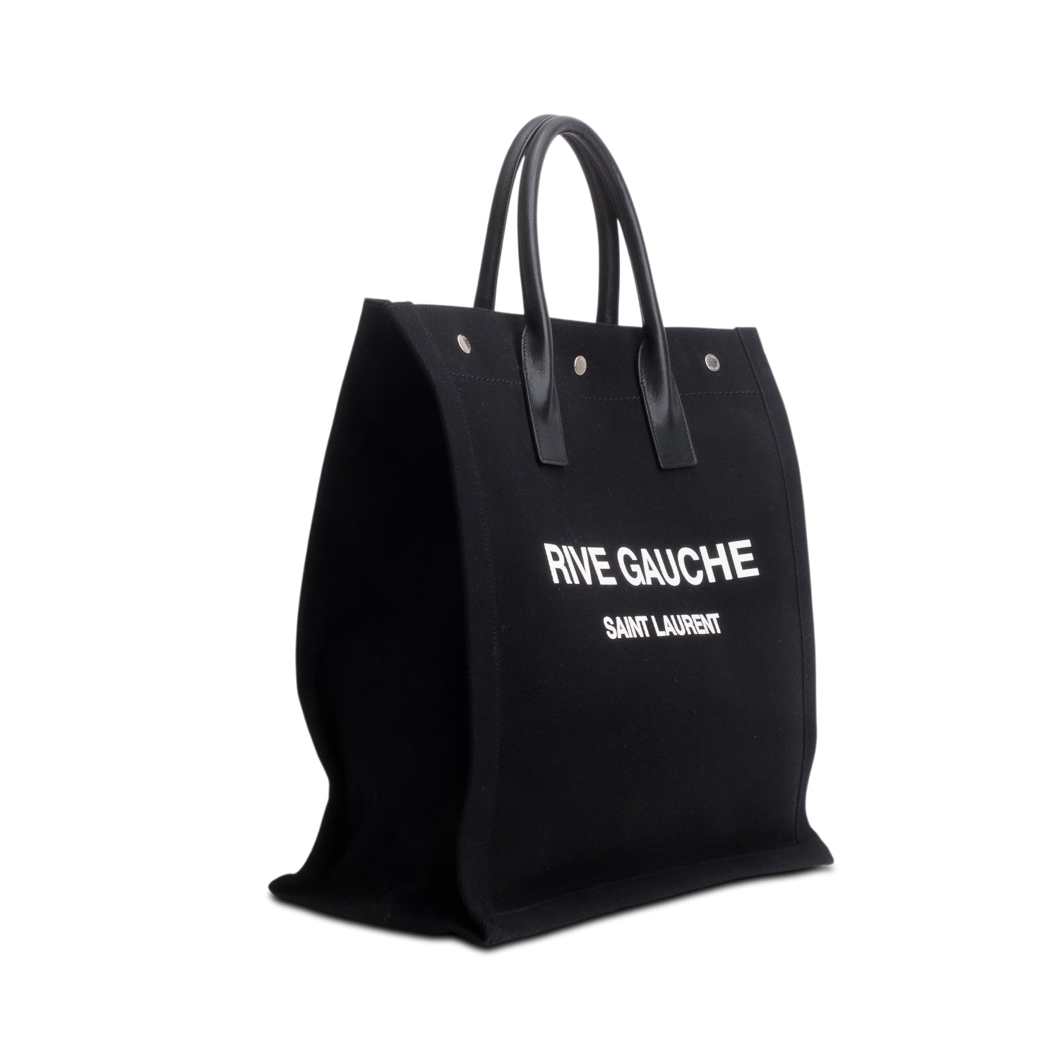 Saint Laurent 2023 Black Linen Calfskin Rive Gauche N/S Tote