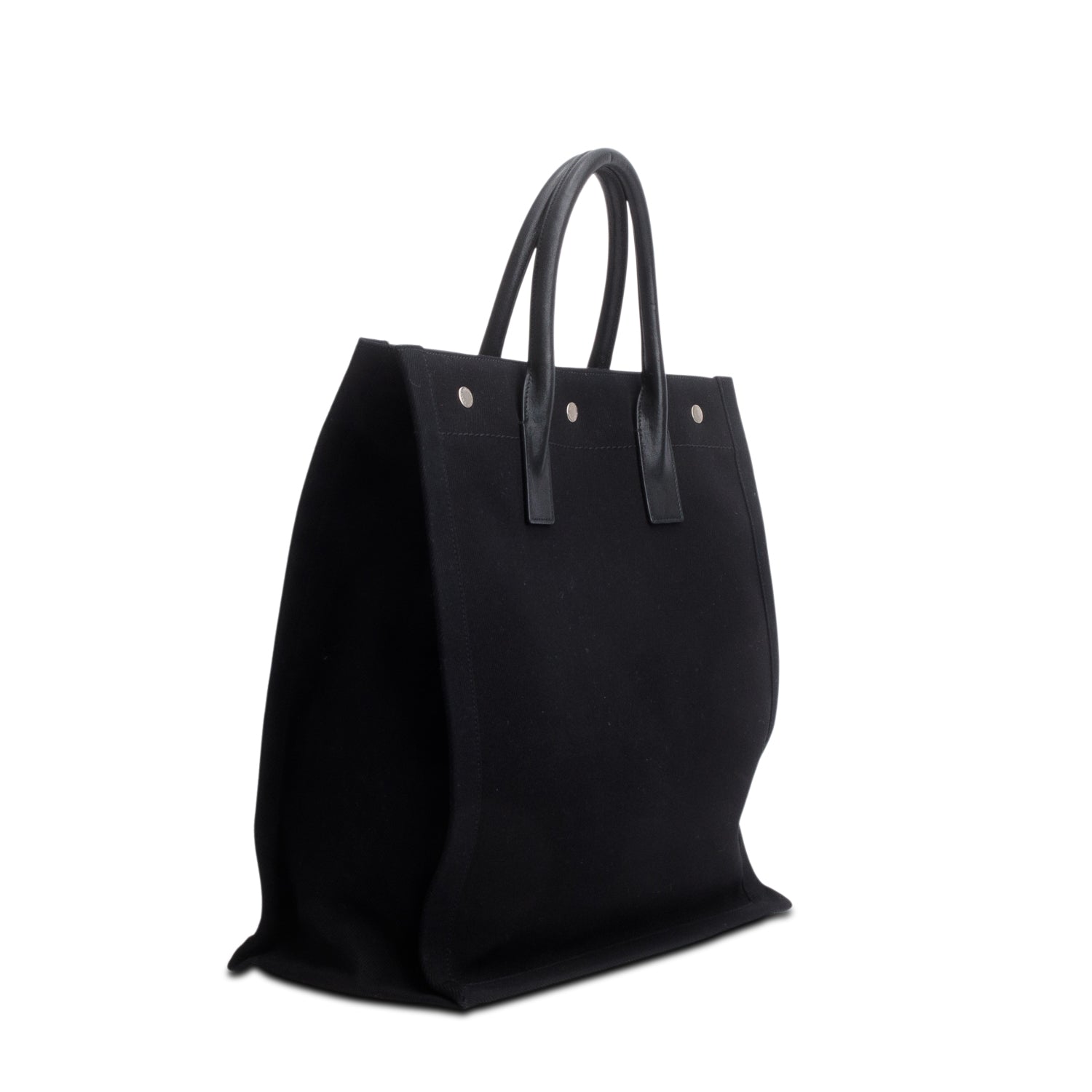 Saint Laurent 2023 Black Linen Calfskin Rive Gauche N/S Tote