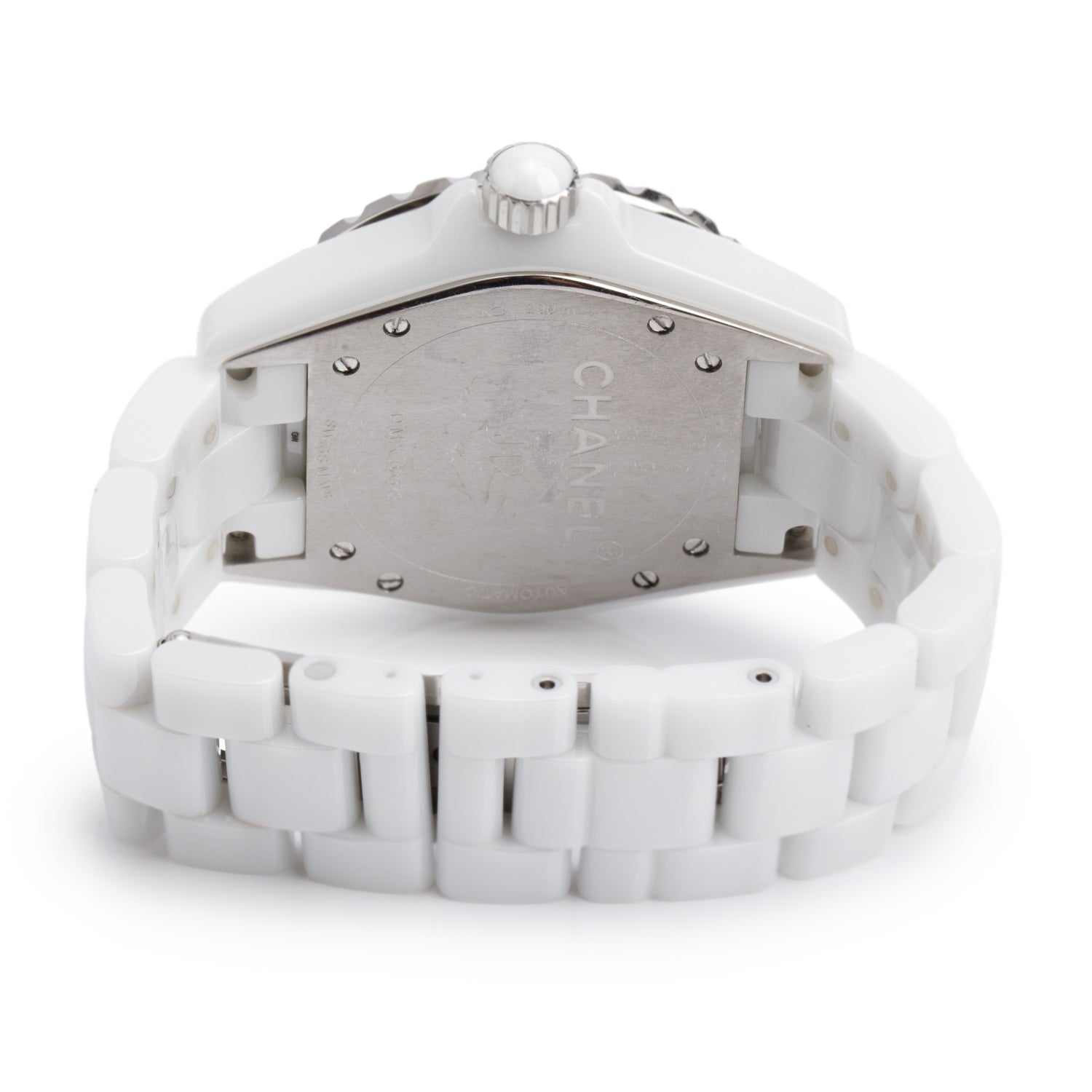 Chanel White Ceramic J12 38 MM Automatic Watch Diamond Dial
