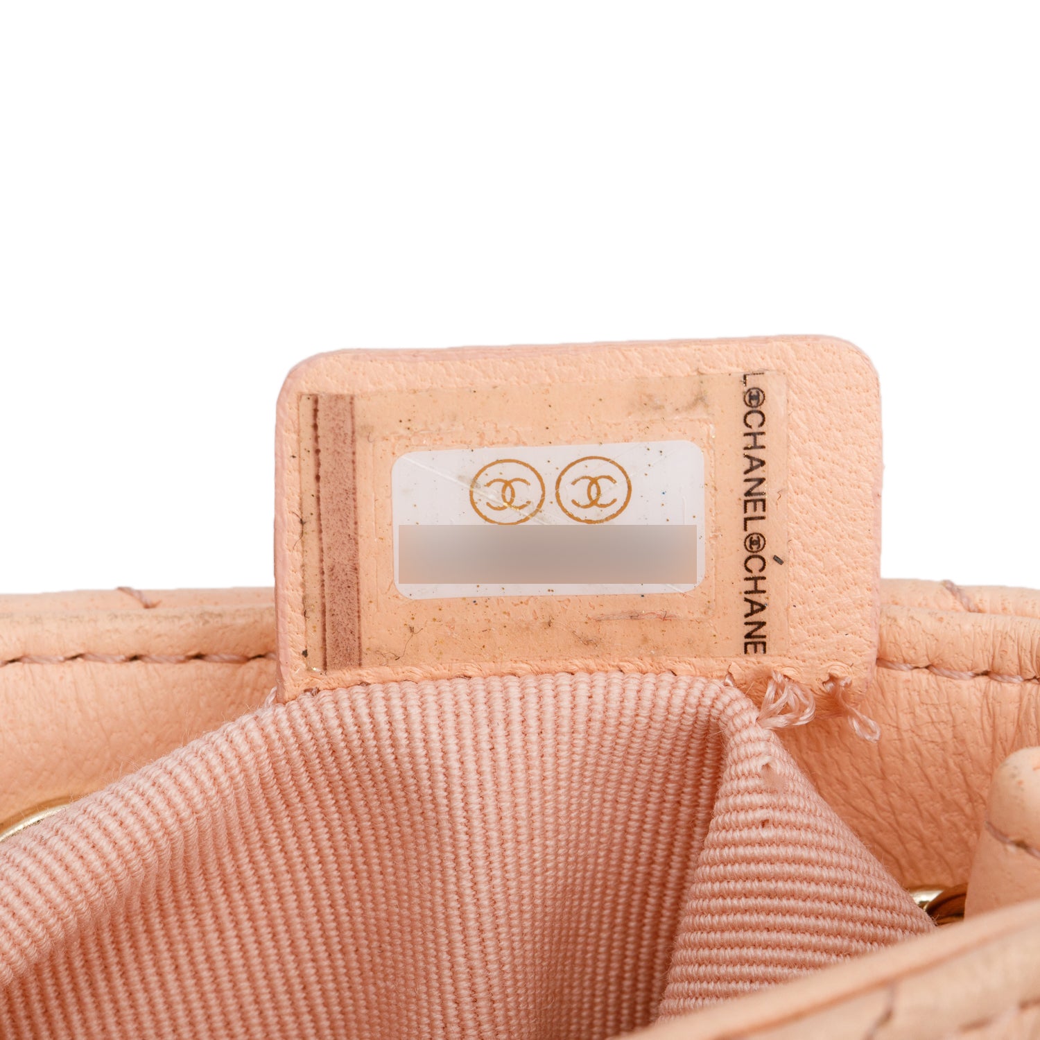 Chanel 2021 Peach Lambskin Quilted Tiny Shopping Bag Clutch w/ Chain
