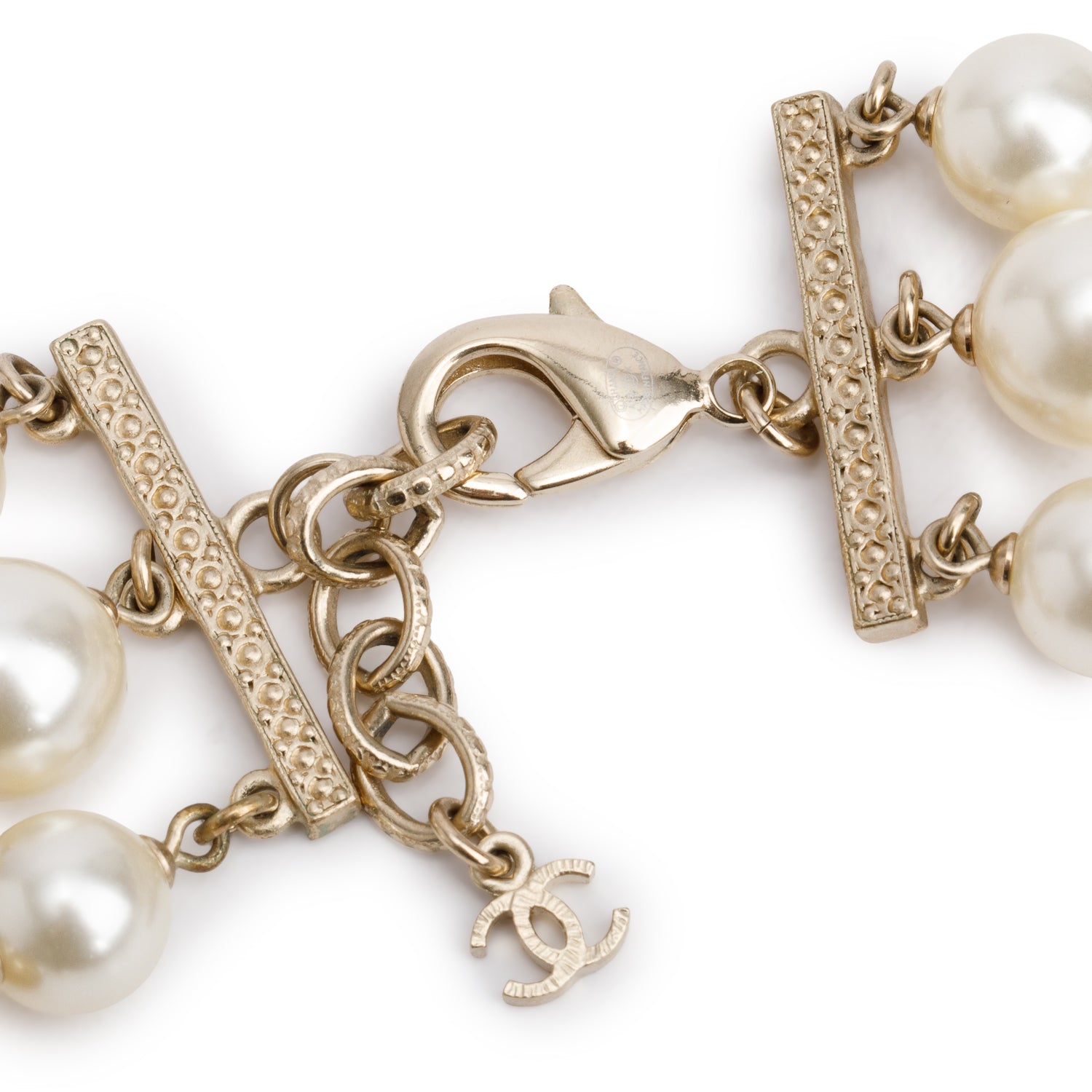 Chanel Gold-Plated Faux Pearl & Glass Bead CC Multistrand Necklace w/ Box