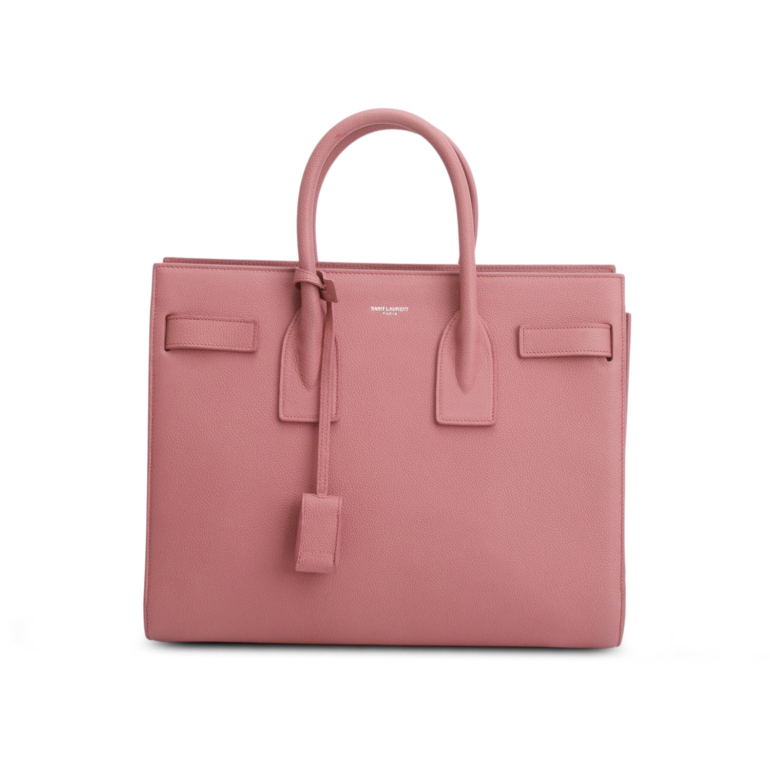 Saint Laurent Pink Grained Calfskin Leather Small Sac de Jour w/ Strap