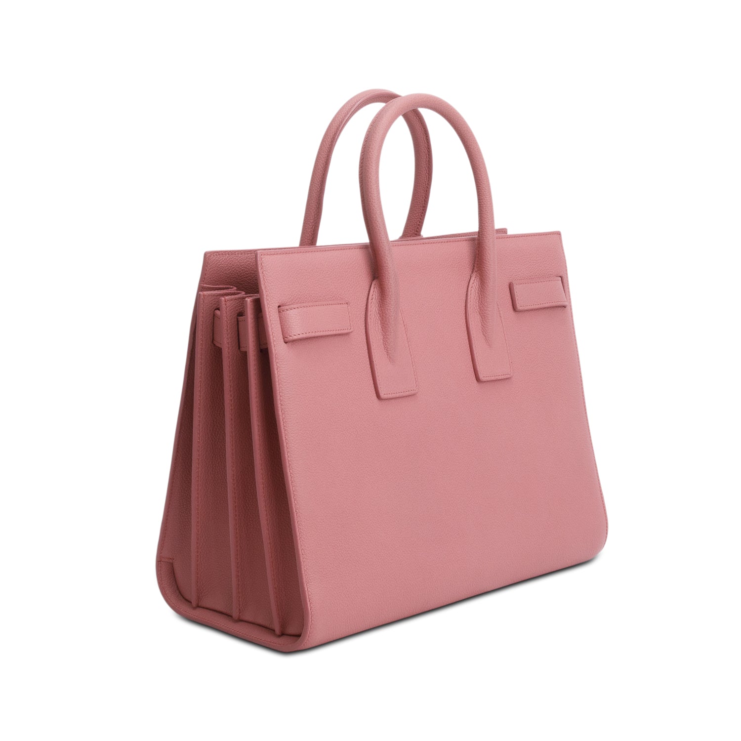 Saint Laurent Pink Grained Calfskin Leather Small Sac de Jour w/ Strap