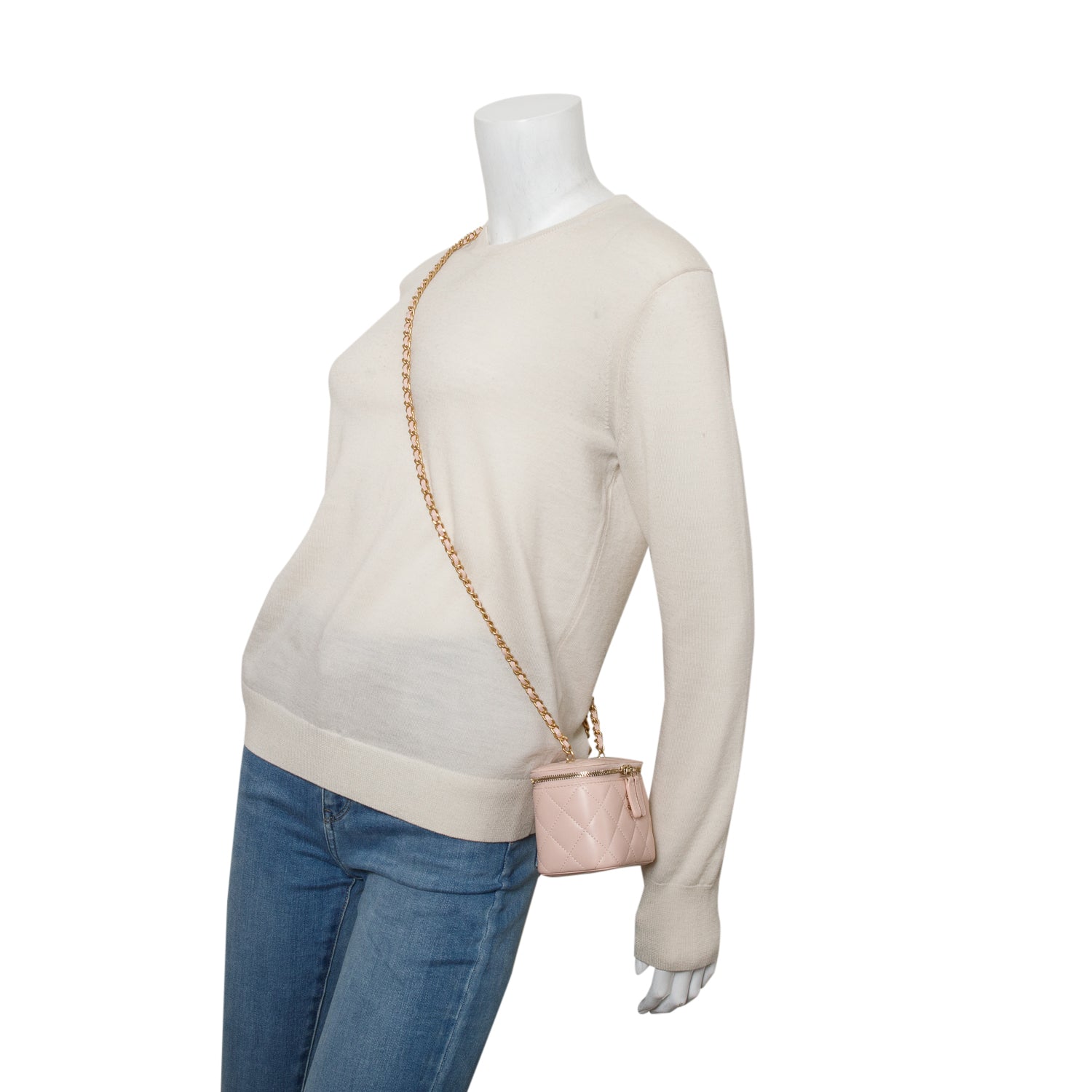 Chanel Pink Calfskin Leather Mini Pearl Crush Vanity Case – OLIVER'S