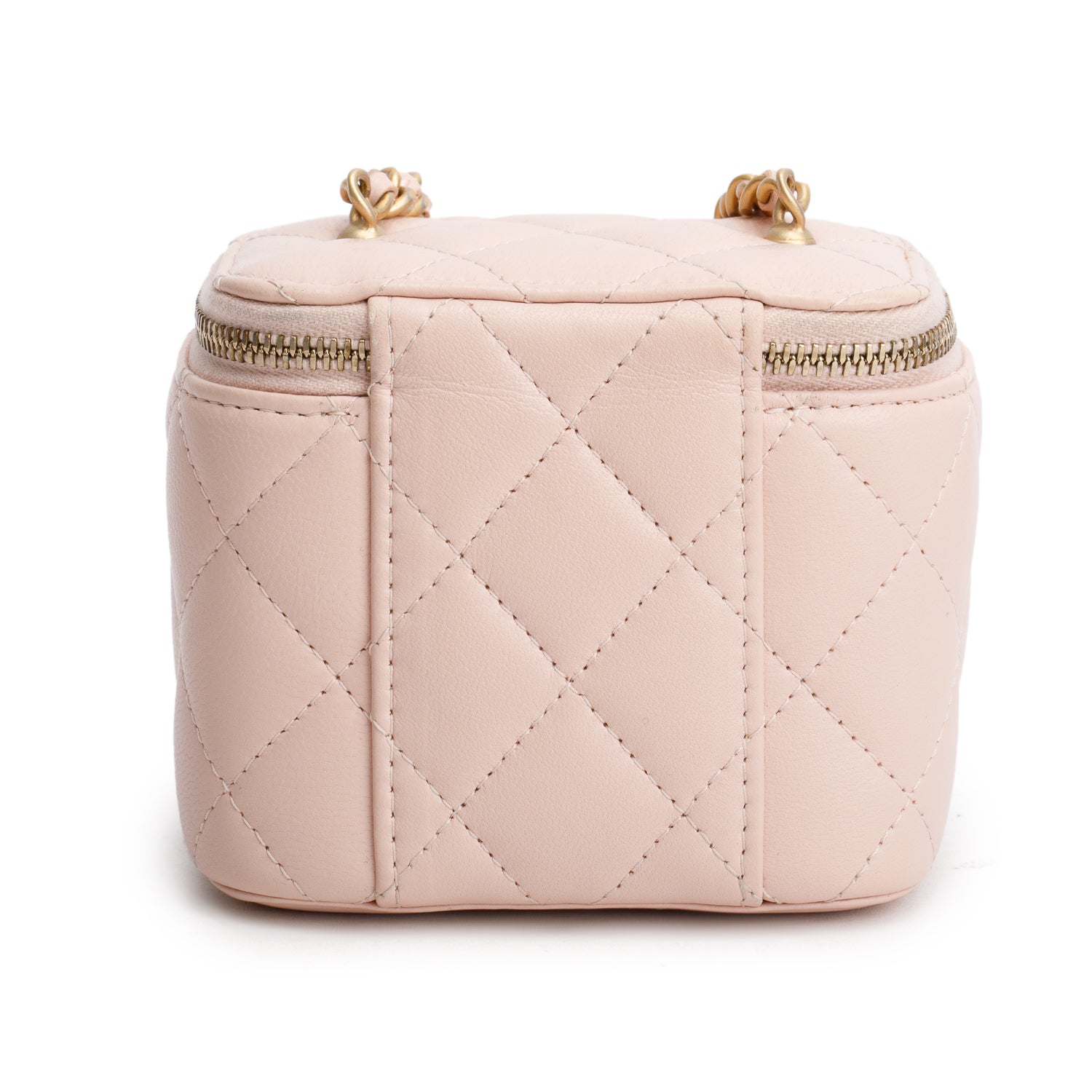 Chanel Pink Calfskin Leather Mini Pearl Crush Vanity Case