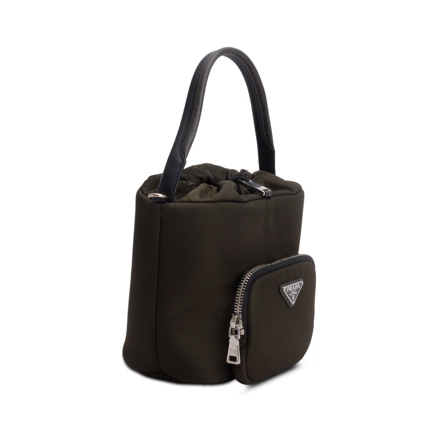 Prada Green Re-Nylon Saffiano Duet Bucket Bag w/ Authenticity Card & Strap