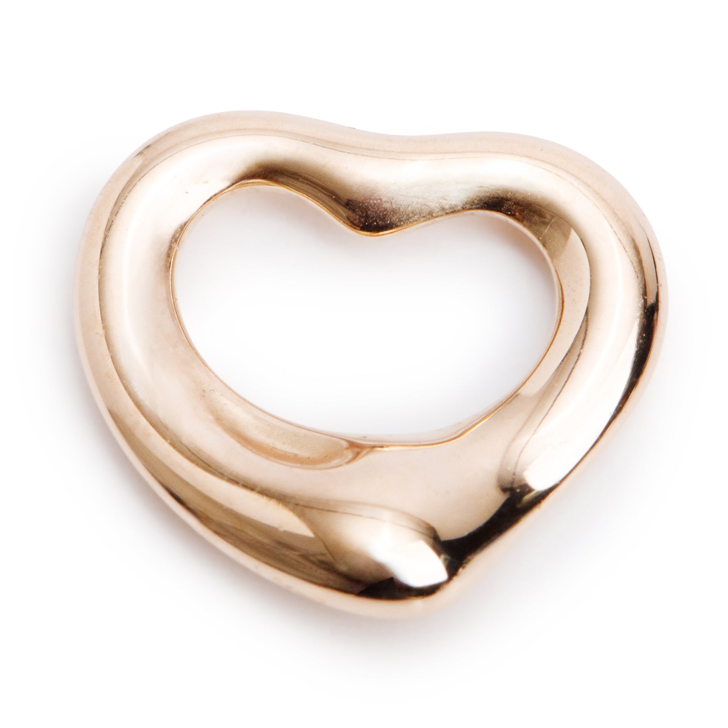 Tiffany & Co. Elsa Peretti 18k Rose Gold 11 MM Open Heart Charm Pendant