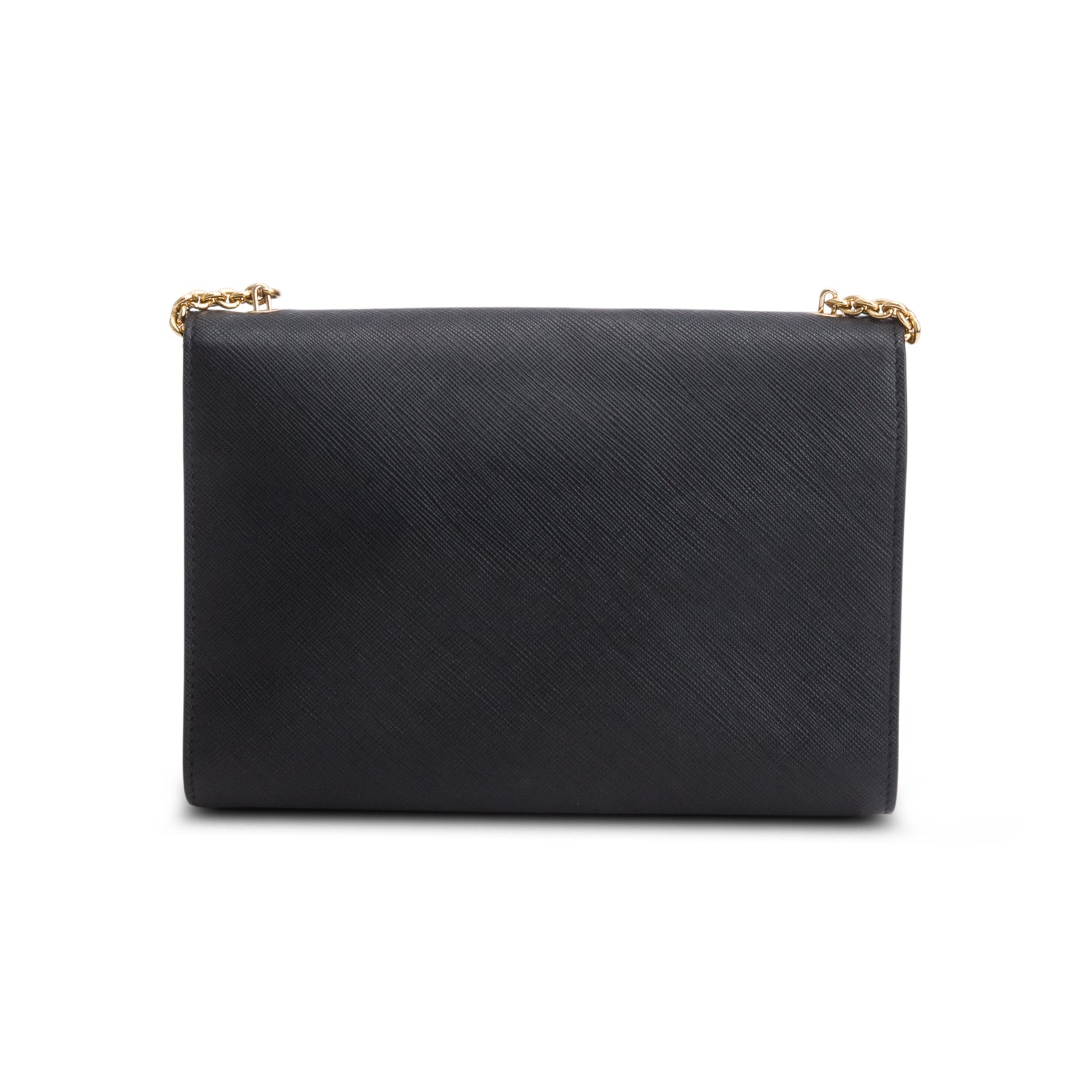 Ferragamo Black Hammered Calfskin Vara Bow Chain Flap Crossbody w/ Box